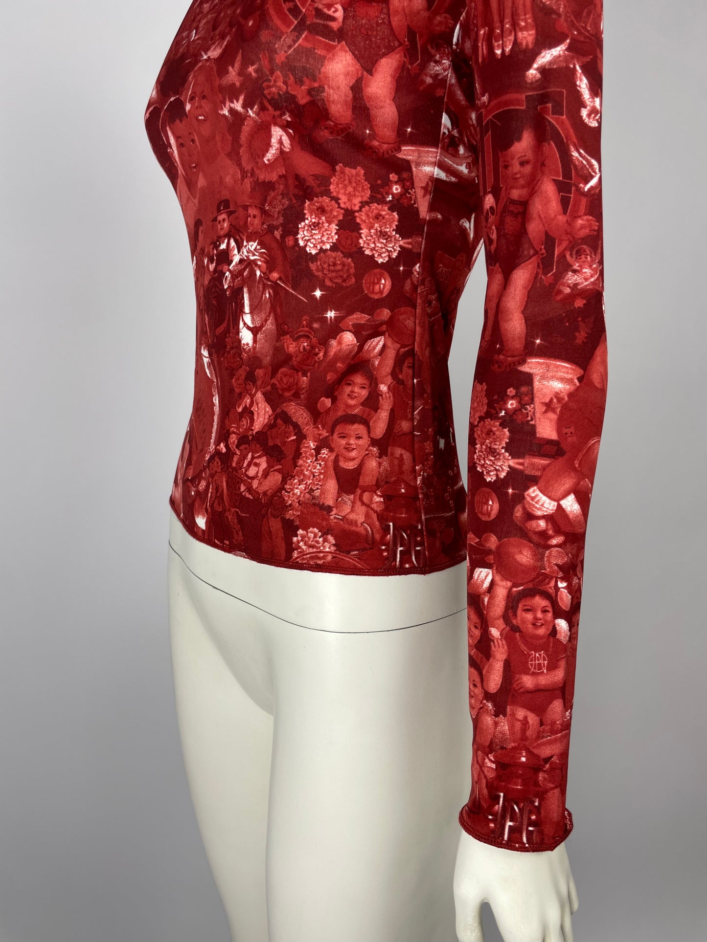 Jean Paul Gaultier Chinese Print Mesh Top