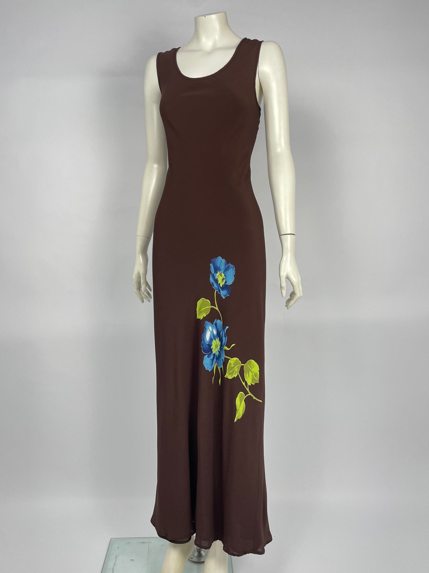 Gerard Darel 1990's Flower print bias cut maxi dress