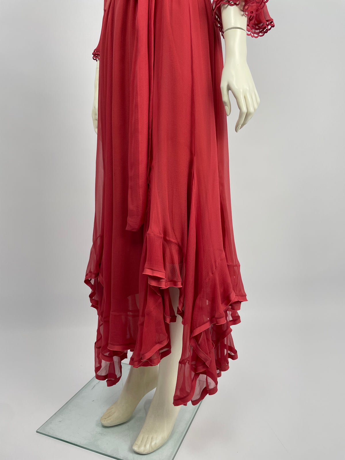 Chloé A/W 2017 red ruffled tie maxi dress.