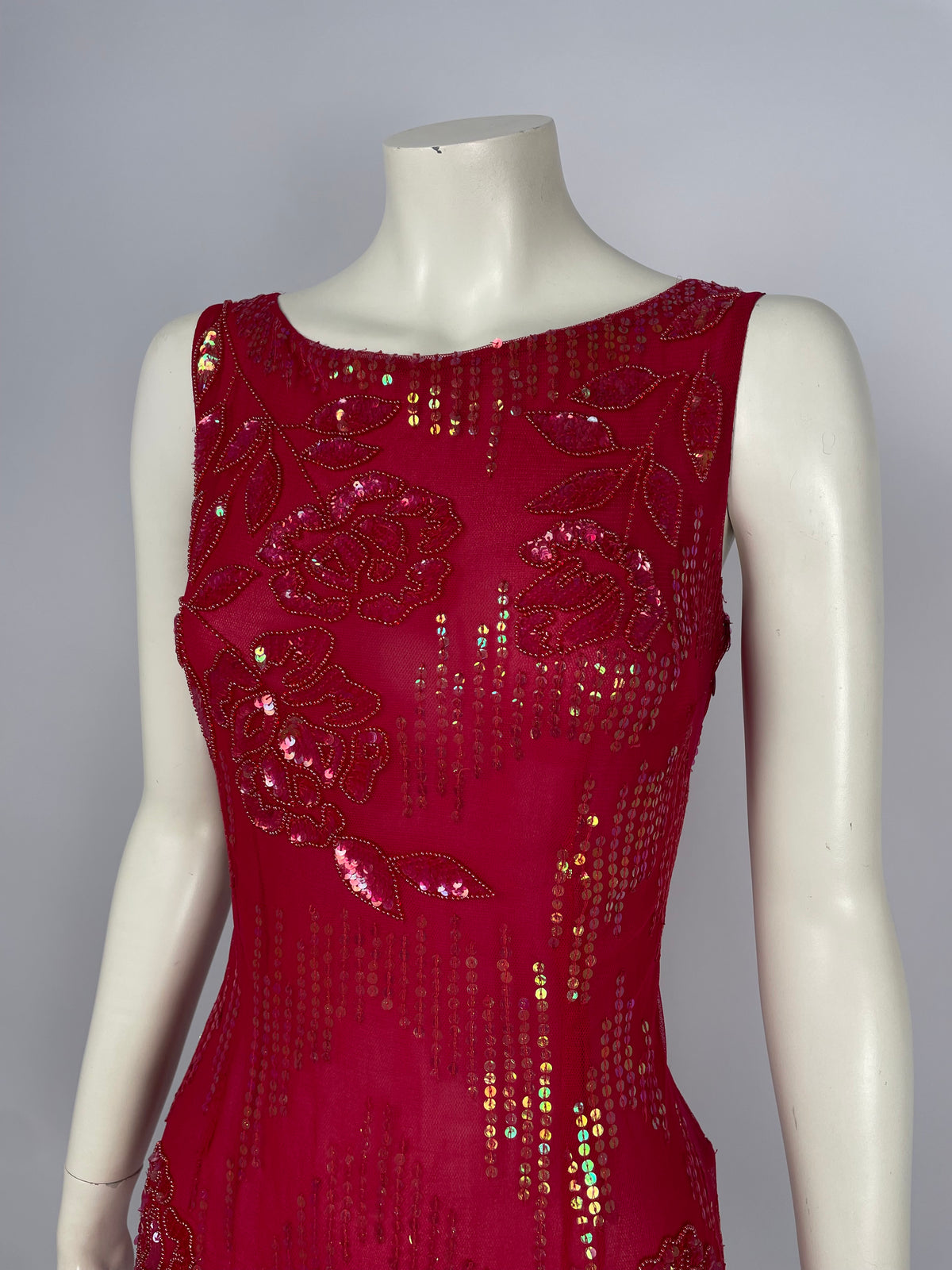Blumarine 1990’s Red stones and sequins dress.