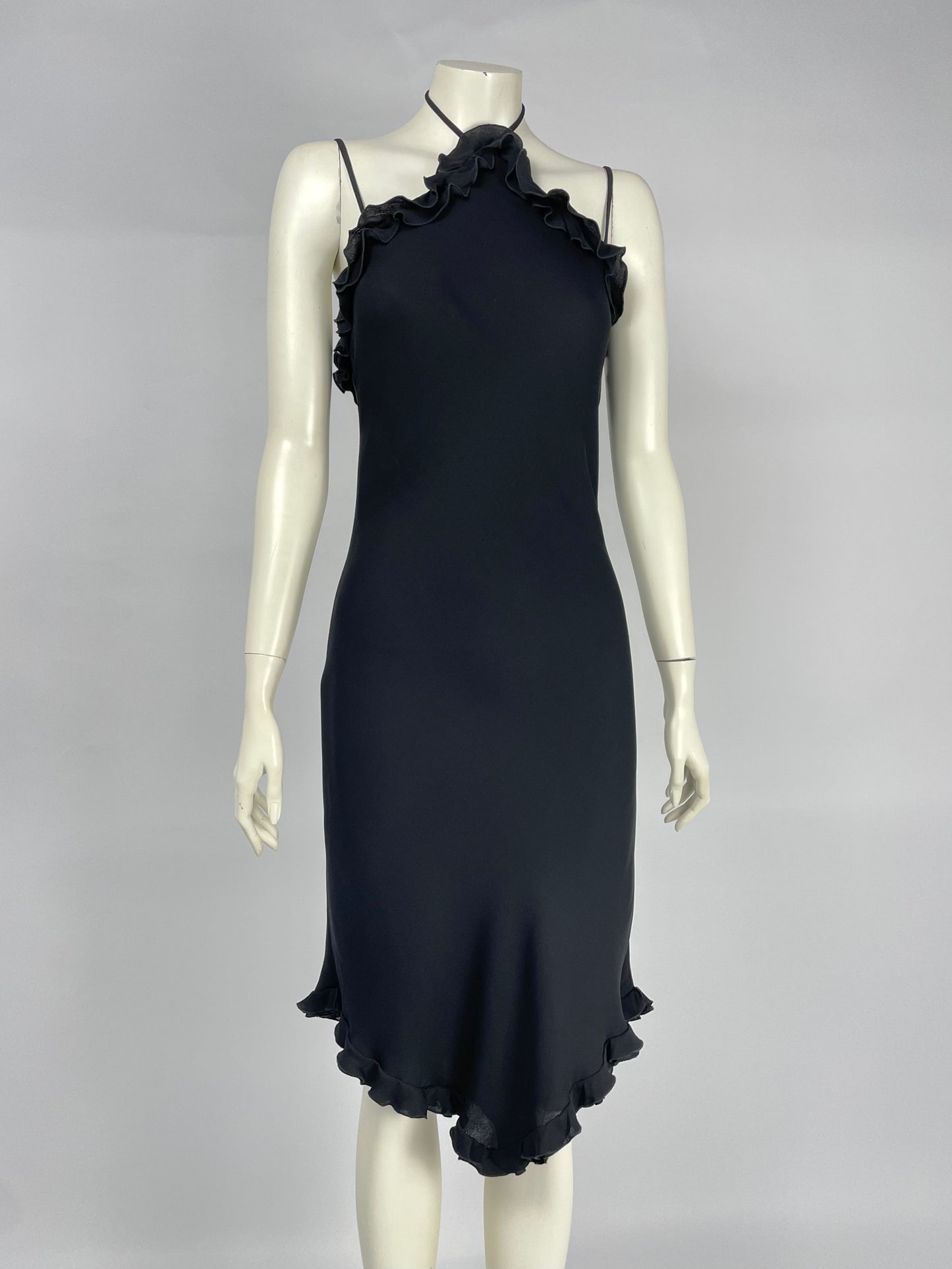 Armani 2000’s Black ruffled maxi dress