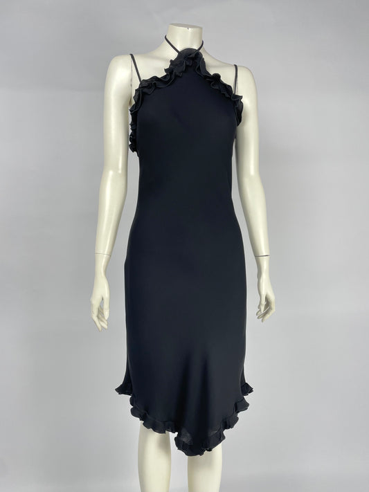 Armani 2000’s Black ruffled maxi dress
