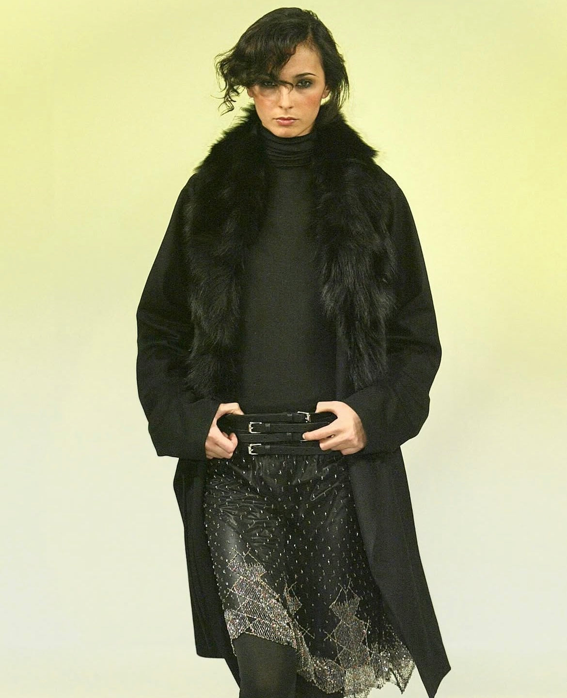 Plein Sud F/W 2004 Fox Fur Cashmere Coat (M)