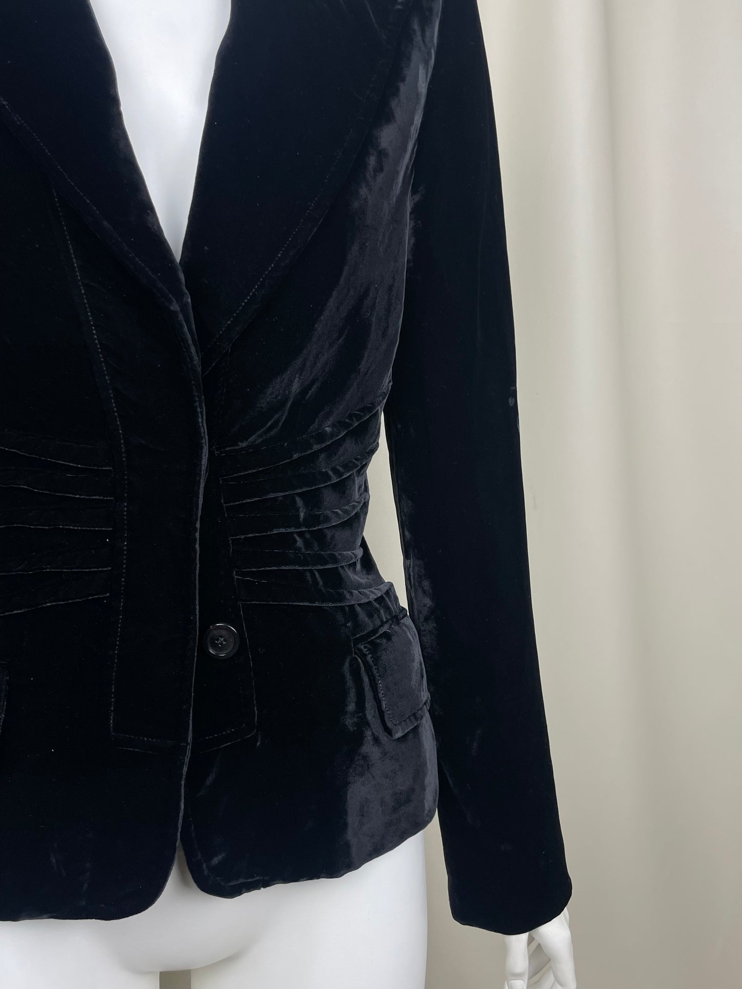 Gucci by Tom Ford F/W 2004 Velour Pleated Blazer (M)