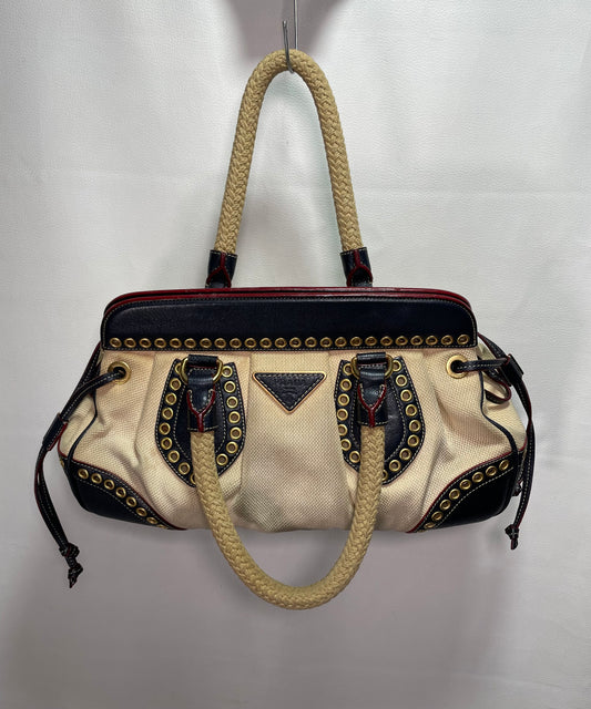 Prada Canvas/ Leather Hand Bag