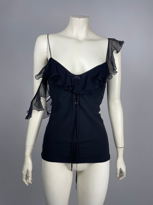Dior by John Galliano S/S 2004 ruffled asymmetrical top.