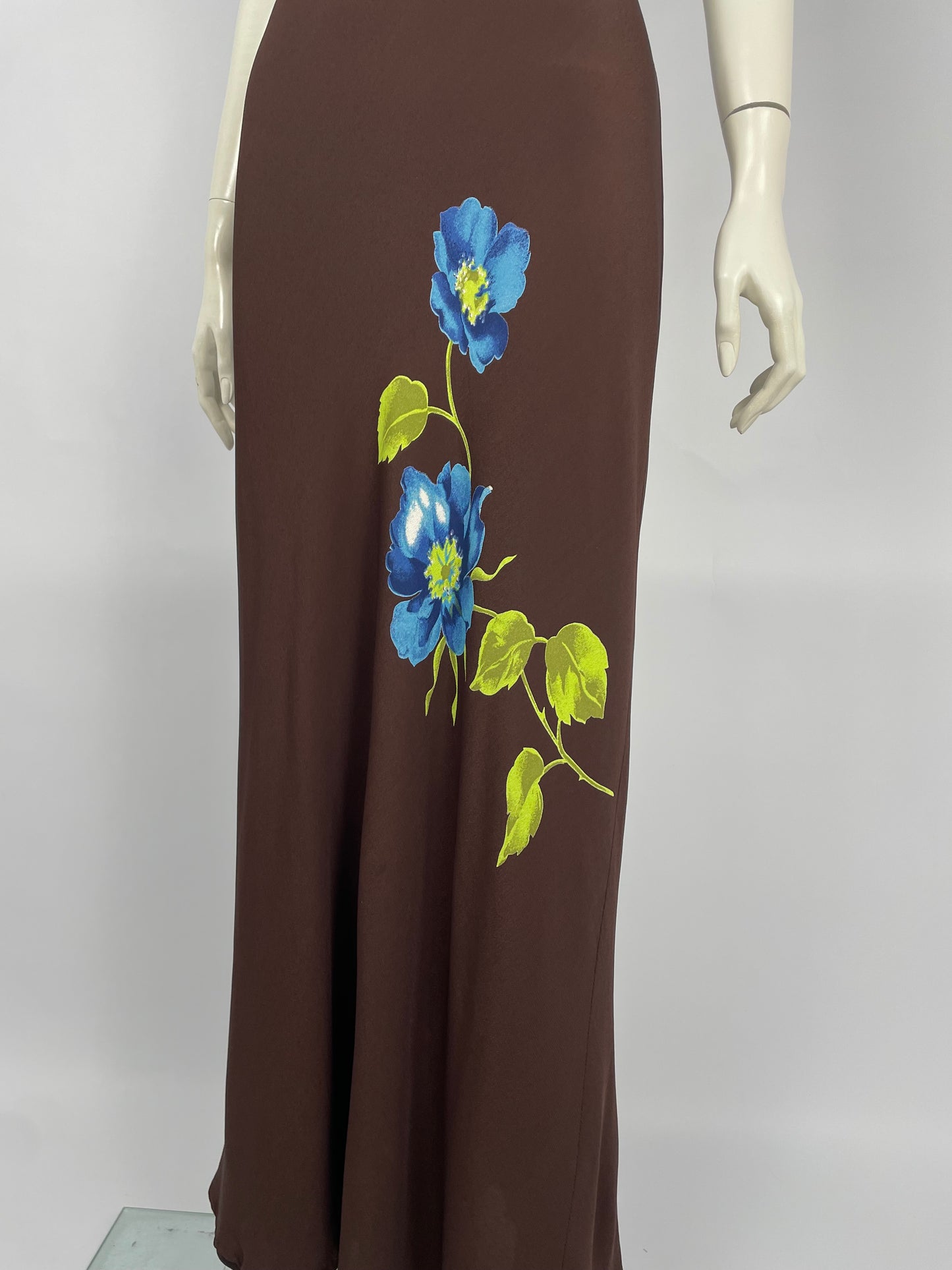 Gerard Darel 1990's Flower print bias cut maxi dress
