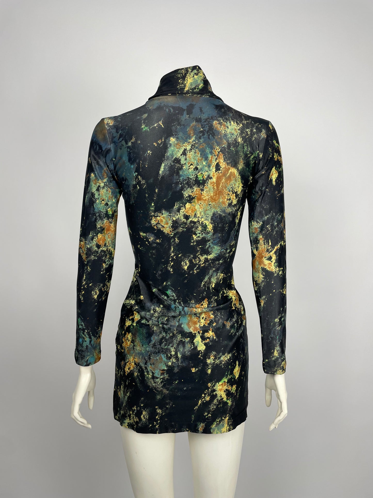 Plein Sud 1990’s Printed turtleneck dress.