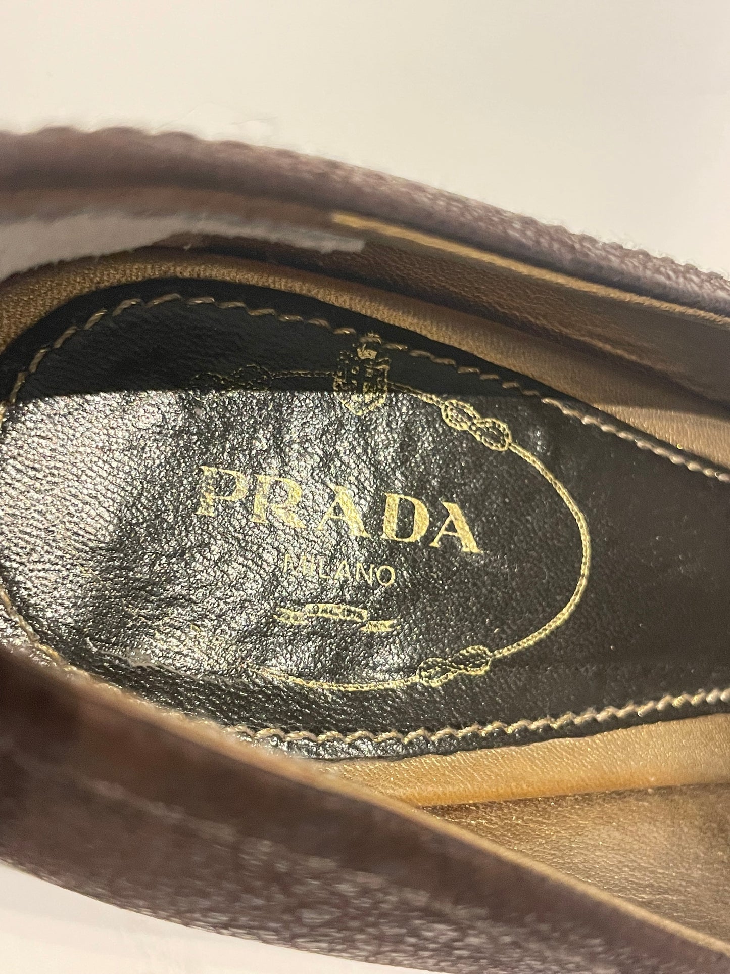 Prada 2000’s Embroidery kitten heels.