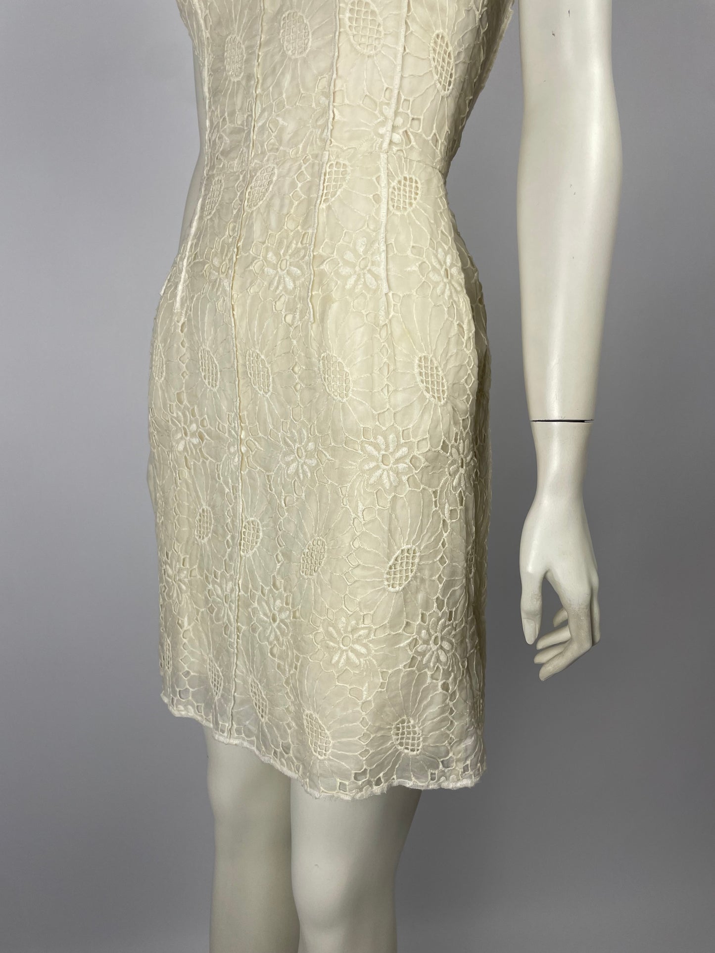 Dolce & Gabbana Cream Jacquard Lace Dress