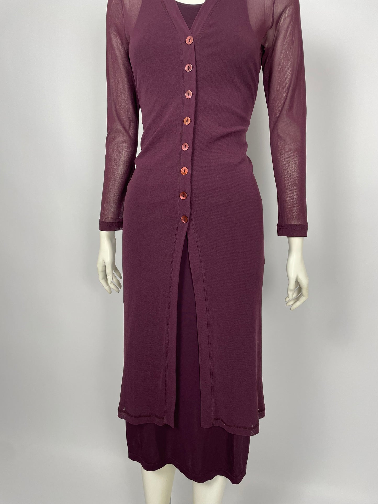 Plein Sud 1990's maxi dress and cardigan set.