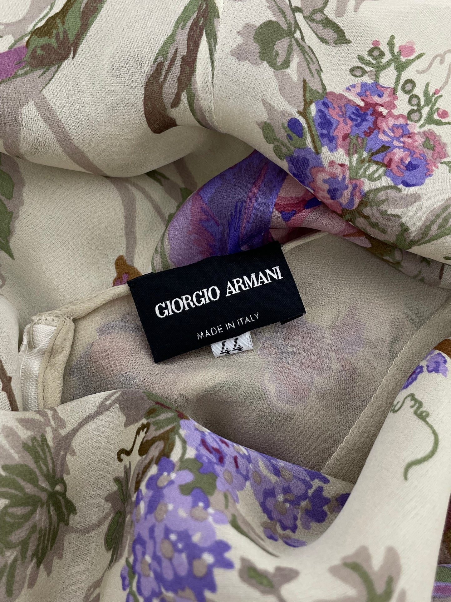 Giorgio Armani early 2000’s cowl neckline flower dress.