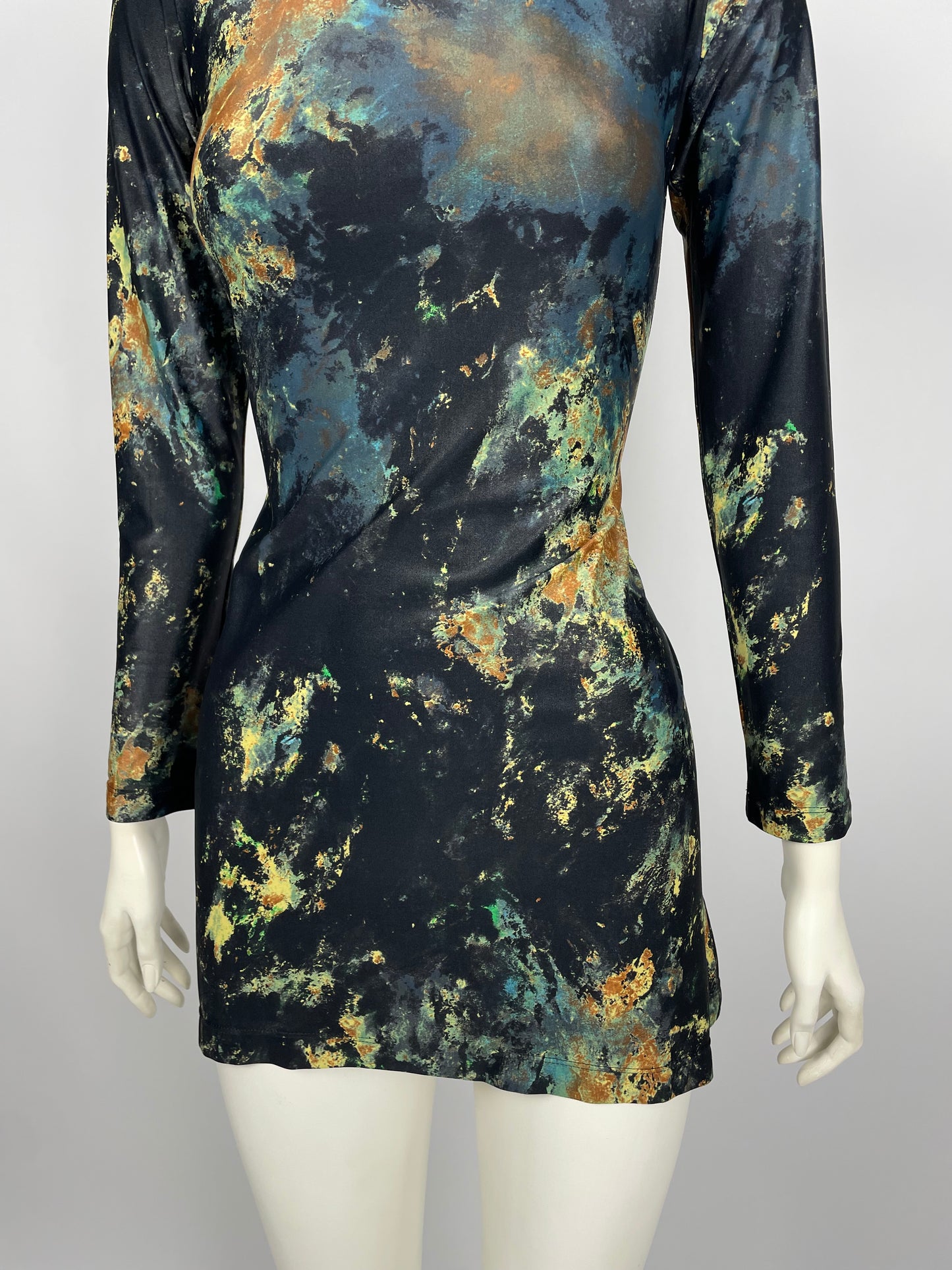 Plein Sud 1990’s Printed turtleneck dress.