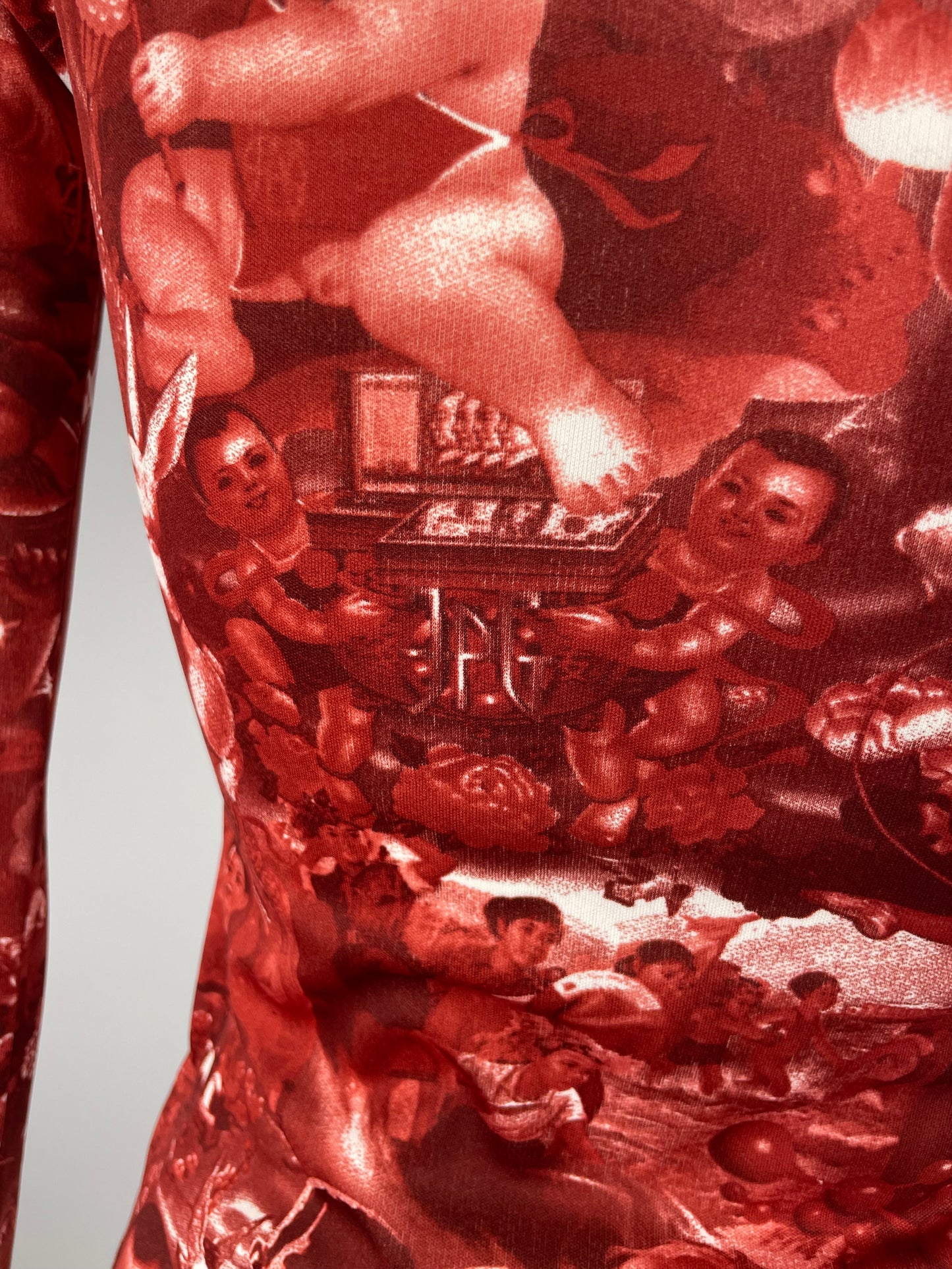 Jean Paul Gaultier Chinese Print Mesh Top
