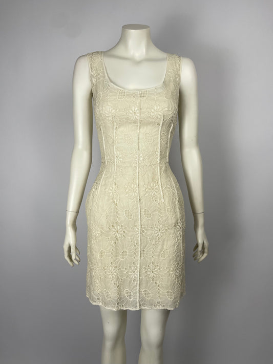 Dolce & Gabbana Cream Jacquard Lace Dress