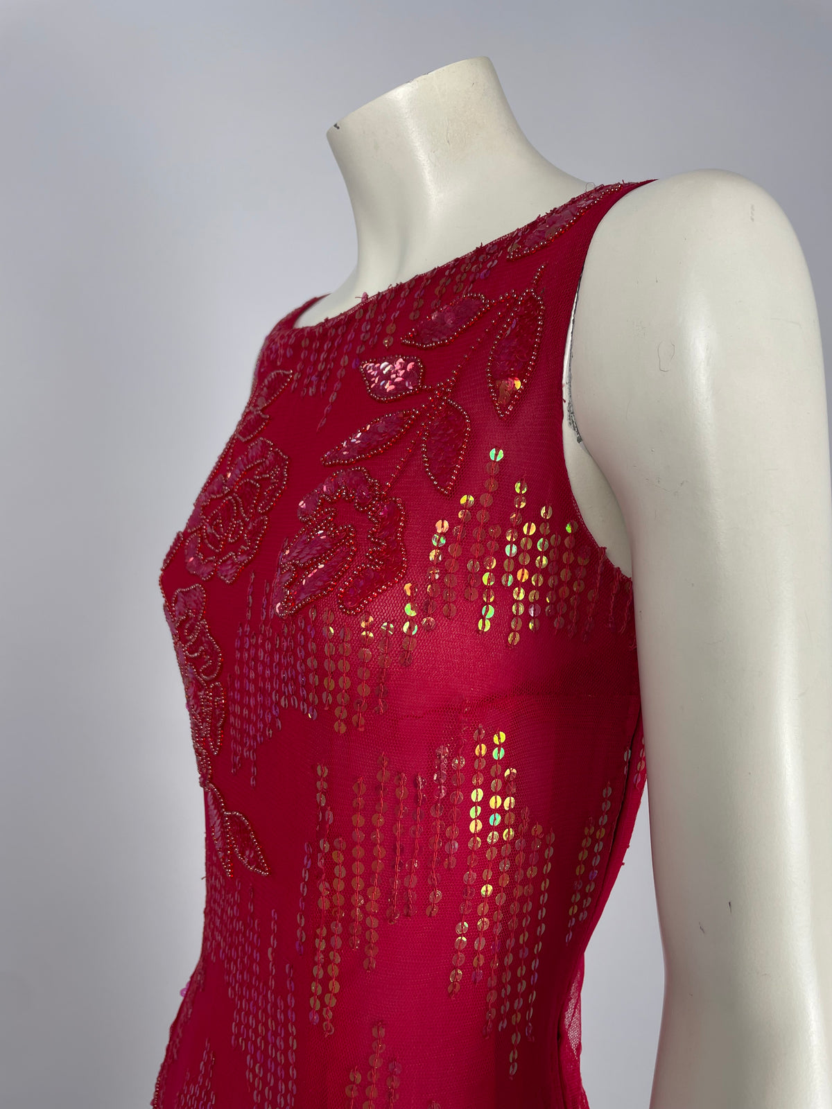 Blumarine 1990’s Red stones and sequins dress.