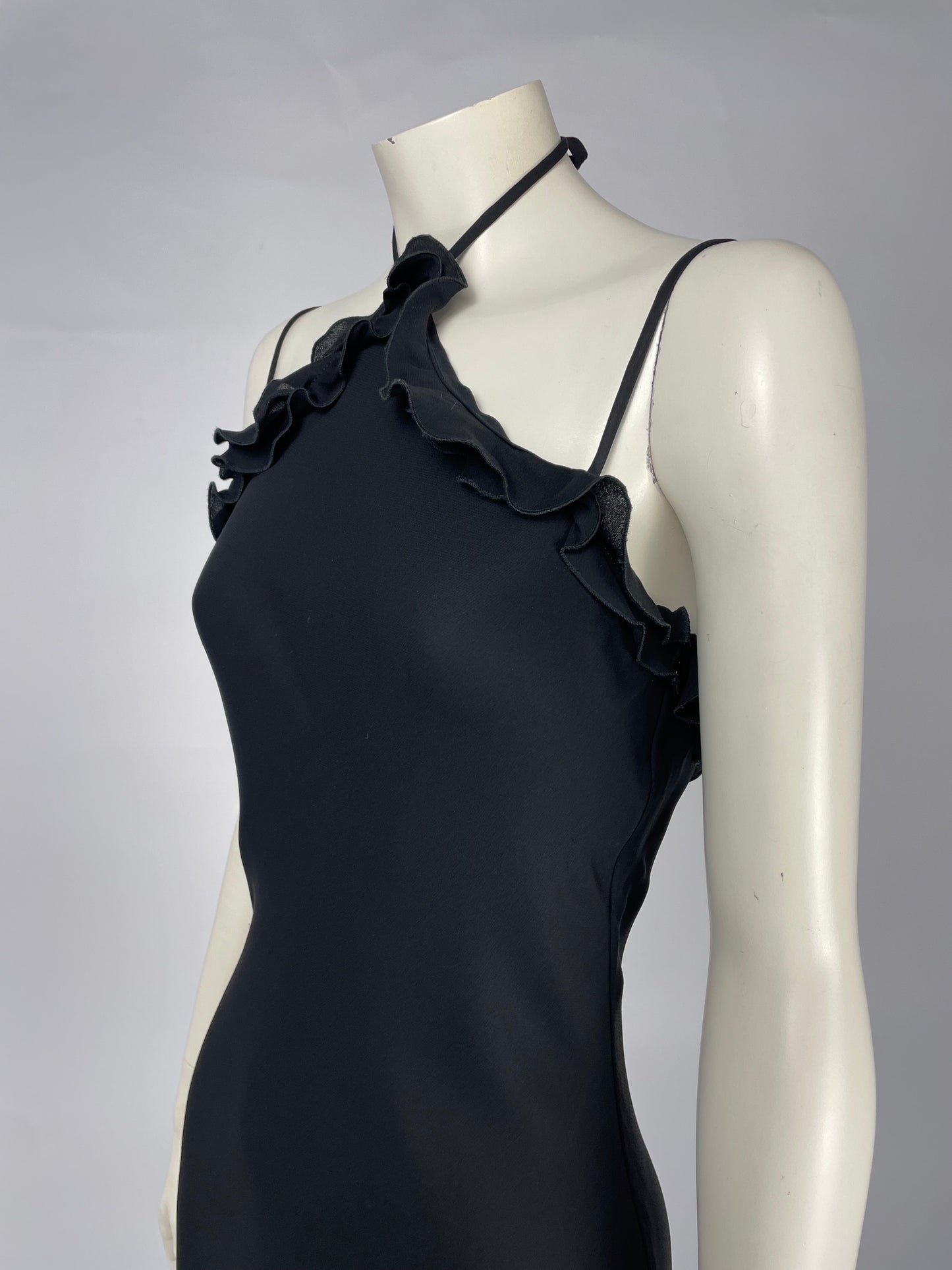 Armani 2000’s Black ruffled maxi dress