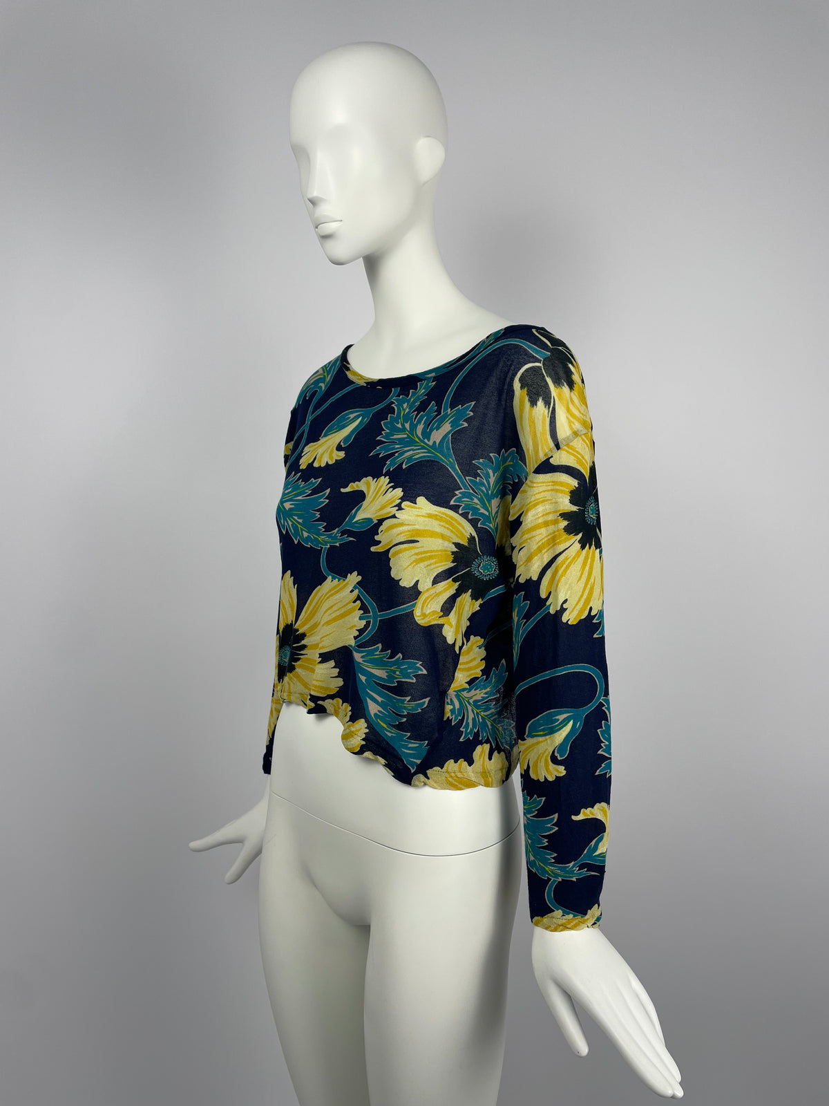 Yohji Yamamoto 2000's Floral print mesh top