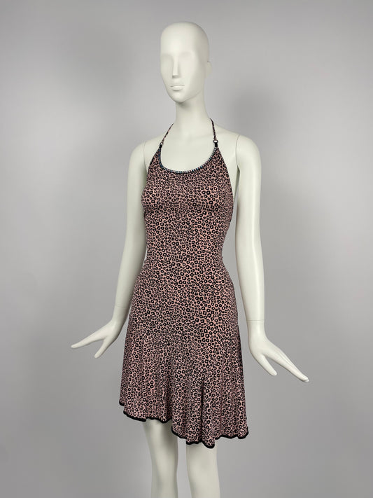 Blumarine 2000's Pink cheetah mini dress