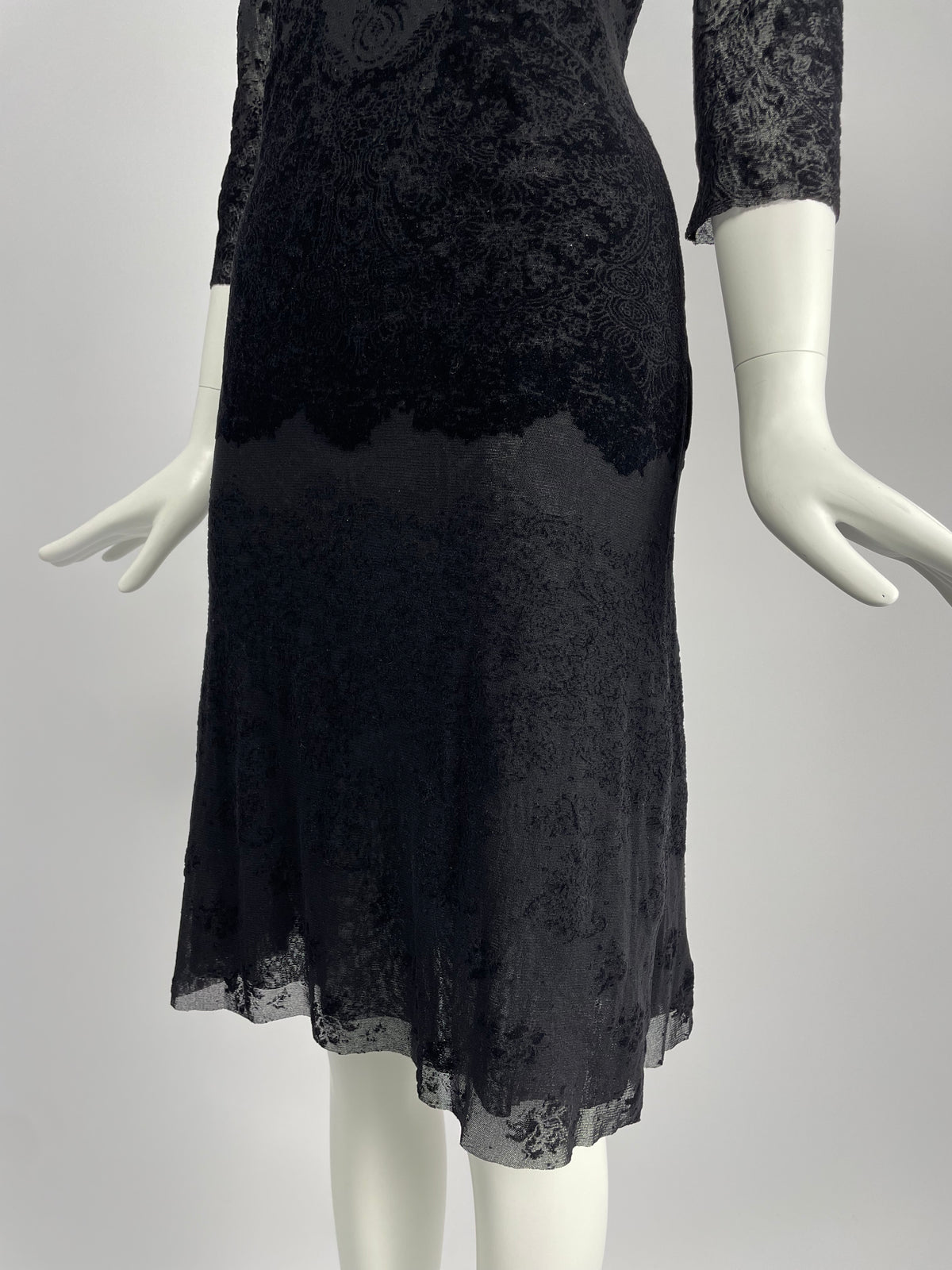Jean Paul Gaultier 1990's 3/4 sleeves lace mesh maxi dress