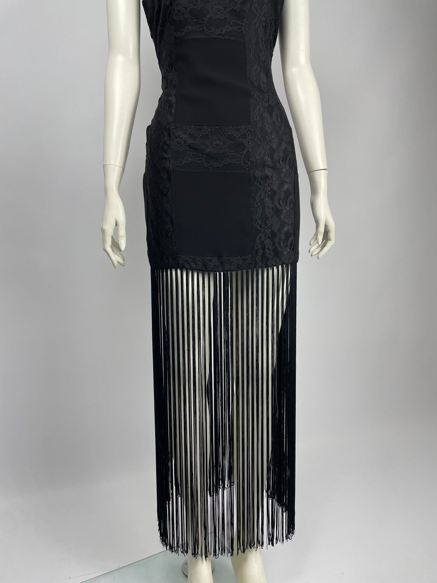 Dolce & Gabbana F/W 1993 Fringes And lace maxi dress.
