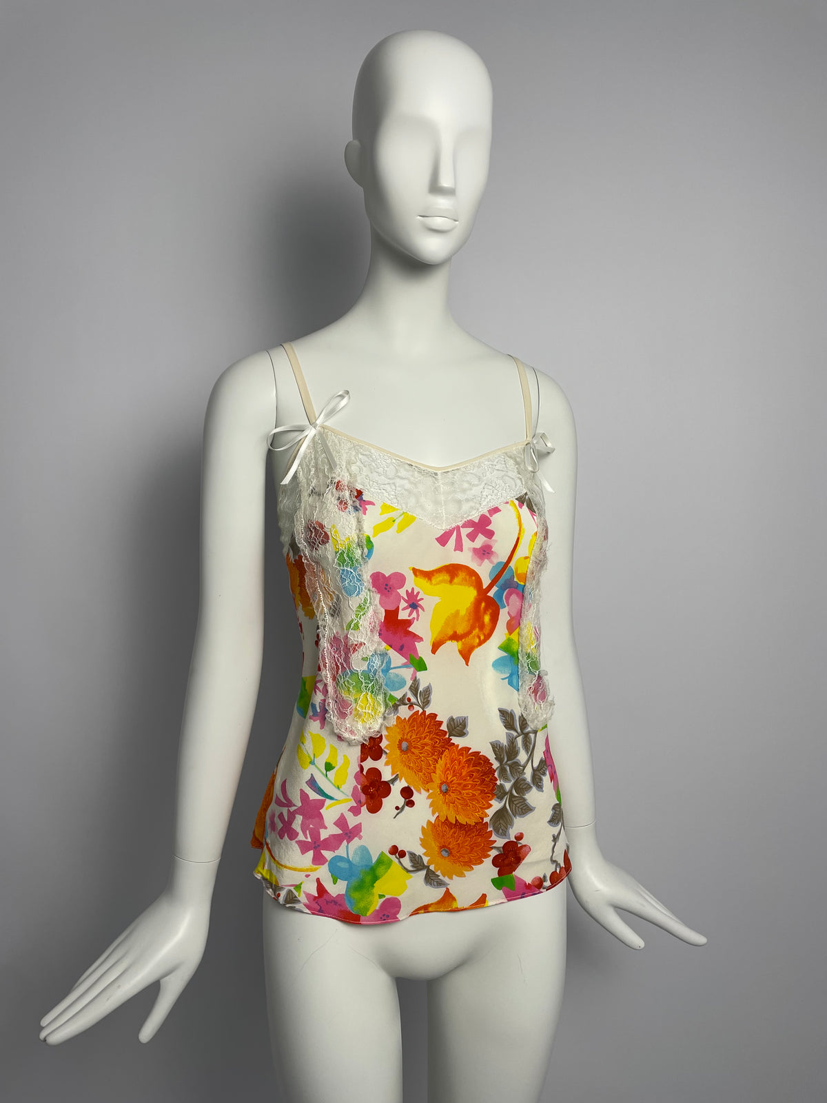 Dior by John Galliano S/S 2006 flower print cut silk top