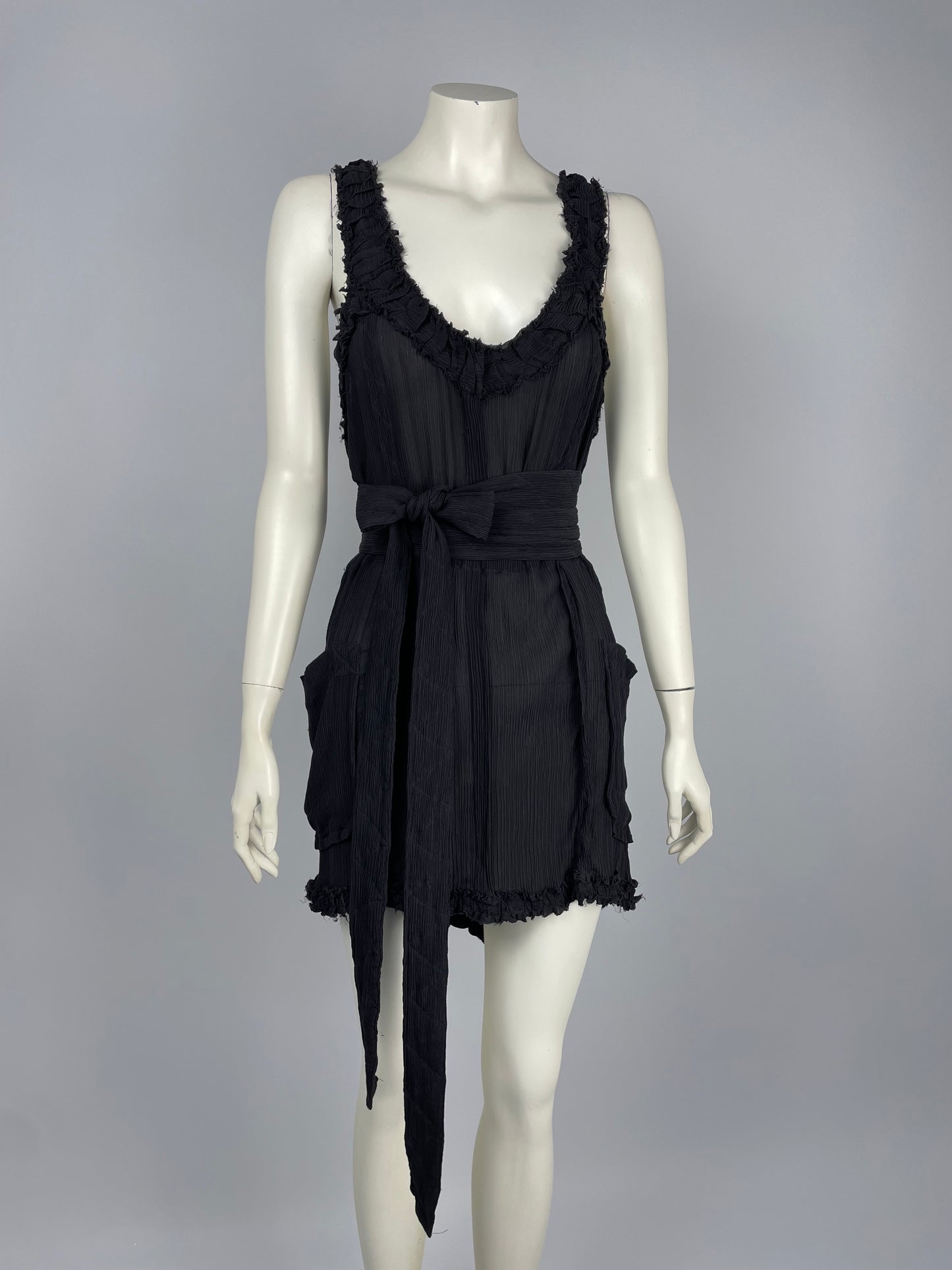 Saint Laurent 2000’s bondage wrinkled mini dress.