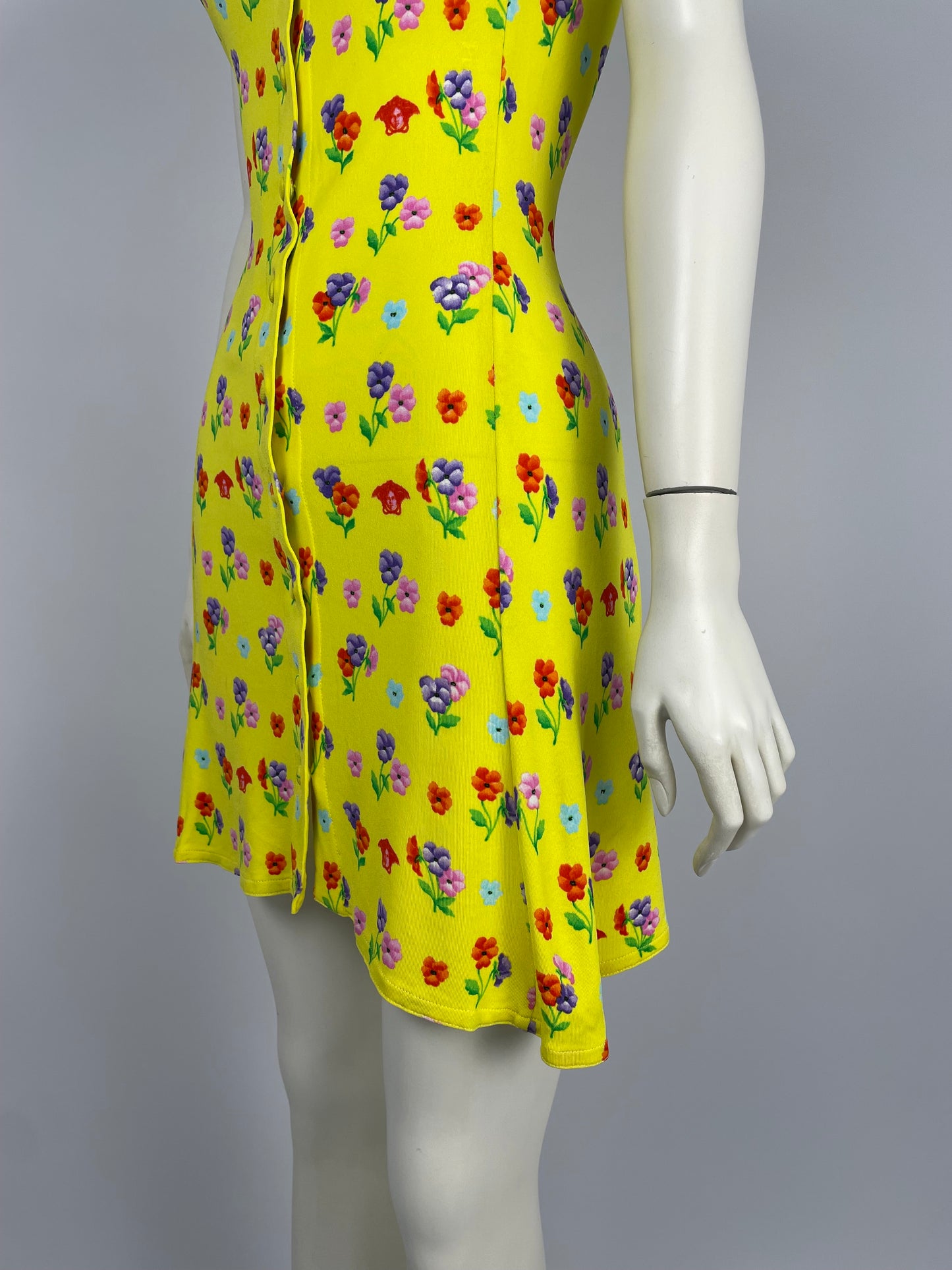 Gianni Versace S/S 1996 yellow button up dress.