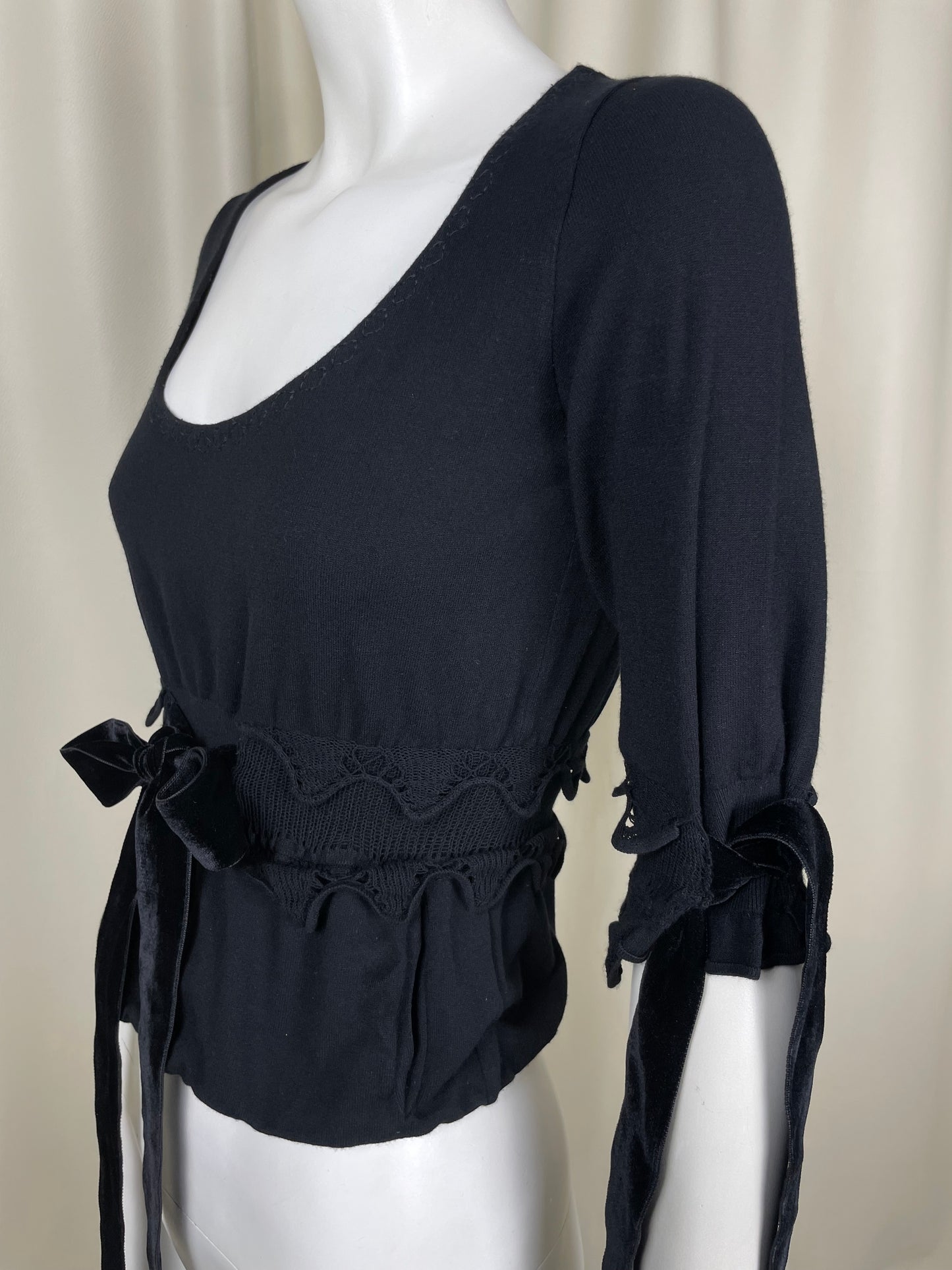 Saint Laurent by Tom Ford F/W 2002 Velour Tie Top (S)