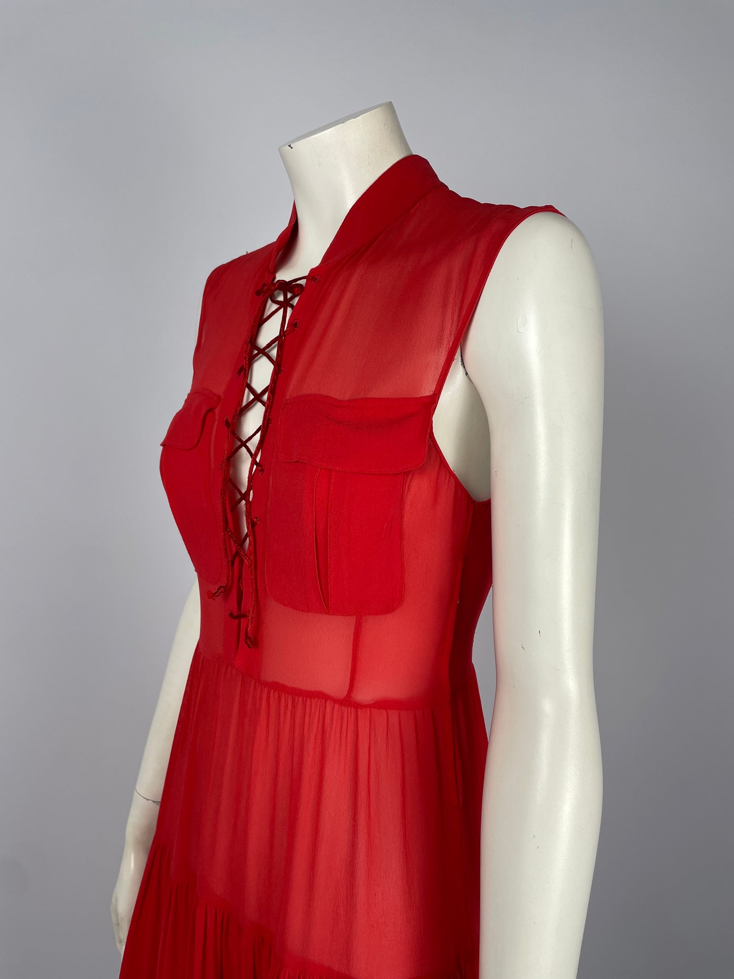Blumarine 2000’s bondage ruffled dress.