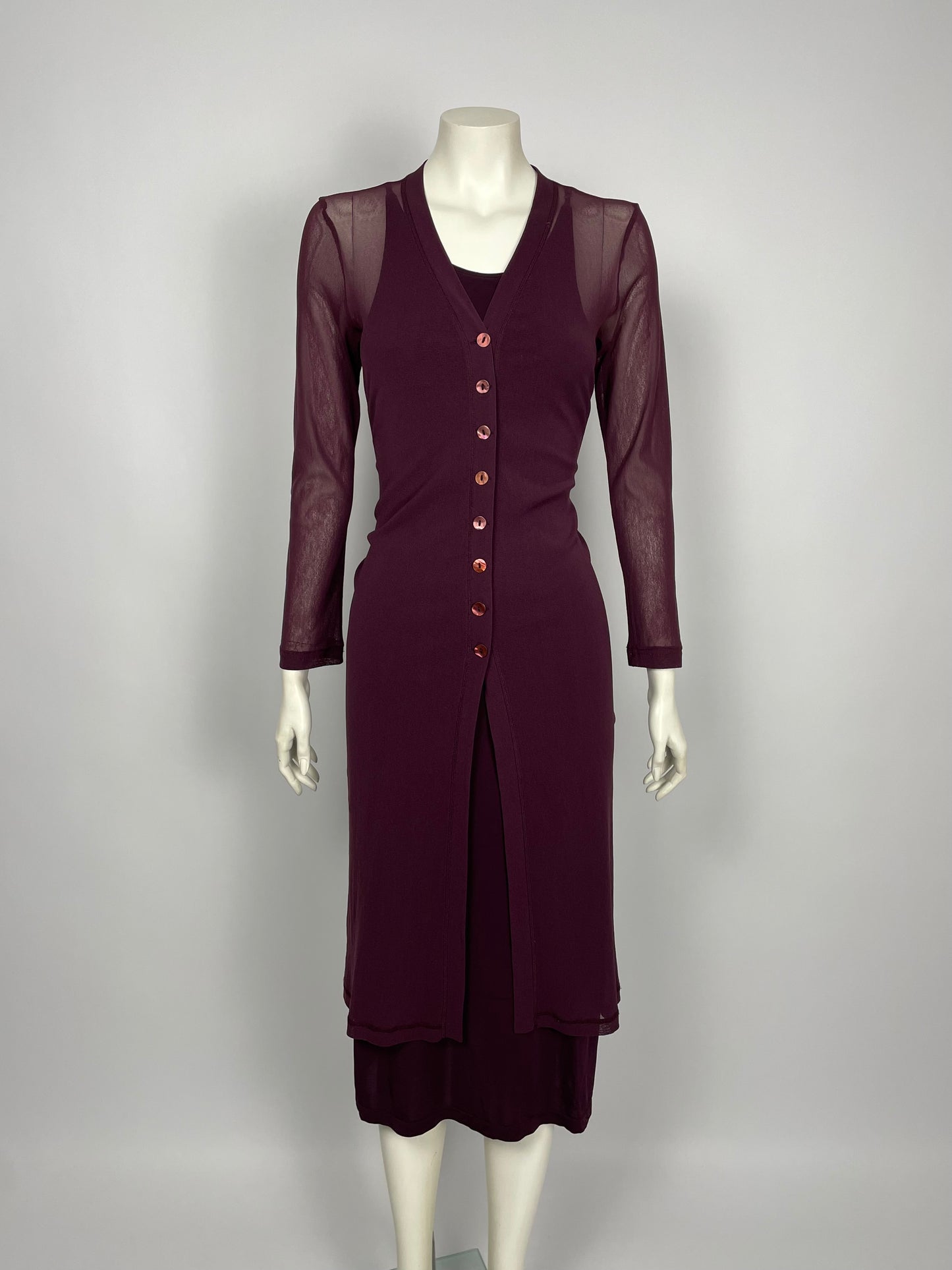 Plein Sud 1990's maxi dress and cardigan set.