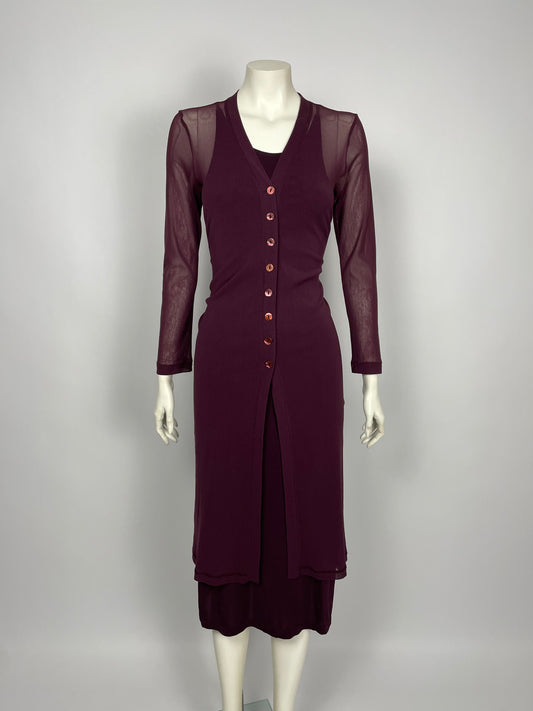 Plein Sud 1990's maxi dress and cardigan set.