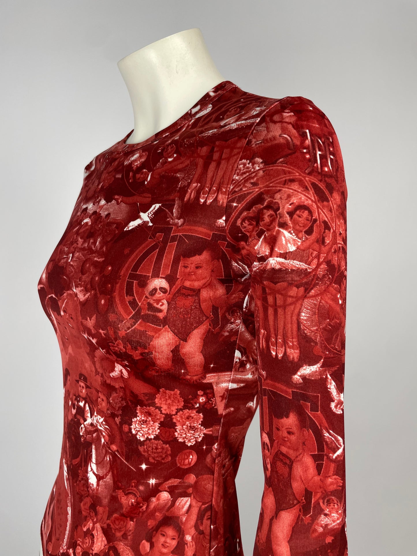 Jean Paul Gaultier Chinese Print Mesh Top