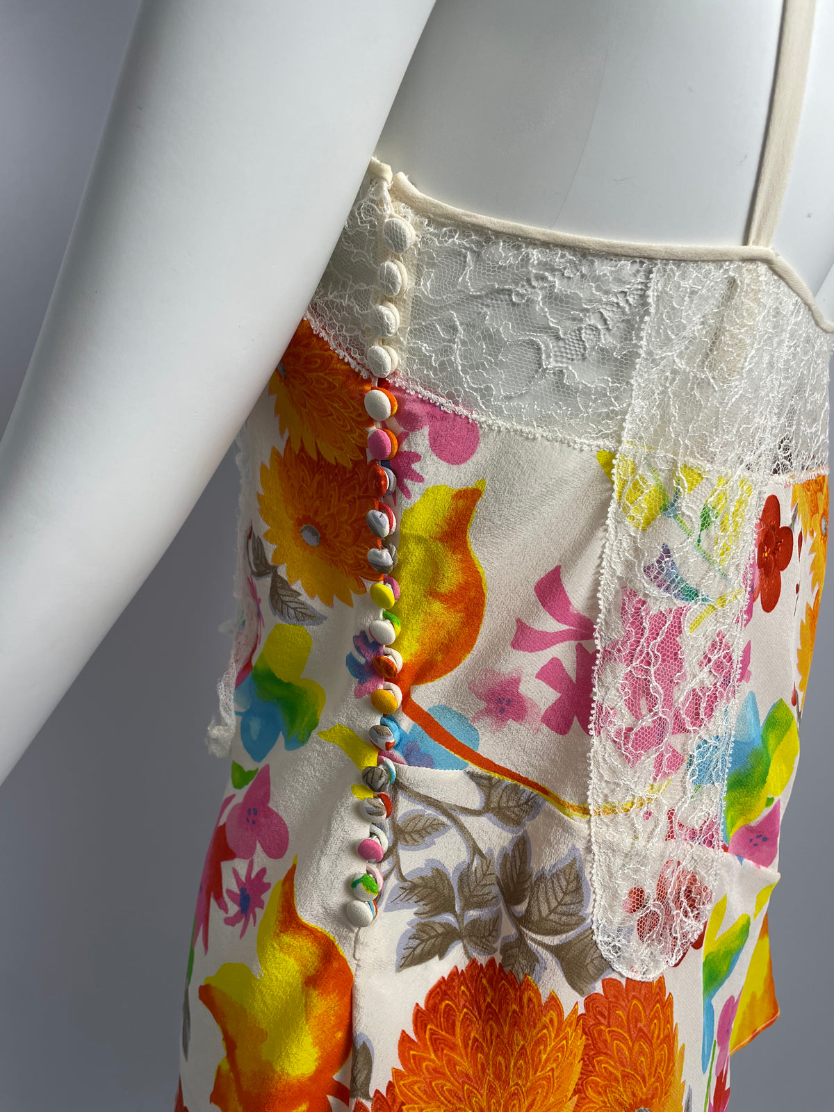 Dior by John Galliano S/S 2006 flower print cut silk top
