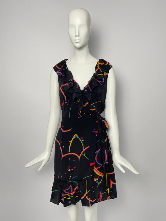 Prada 2008 Ruffleds Silk tie dress