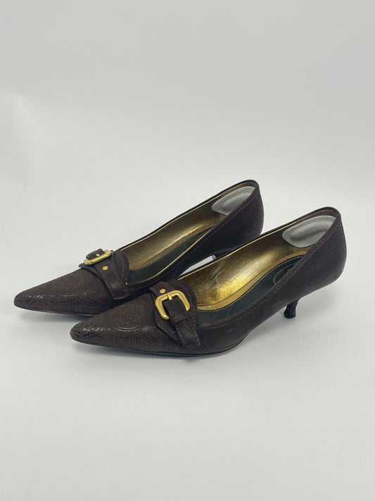 Prada 2000’s Embroidery kitten heels.