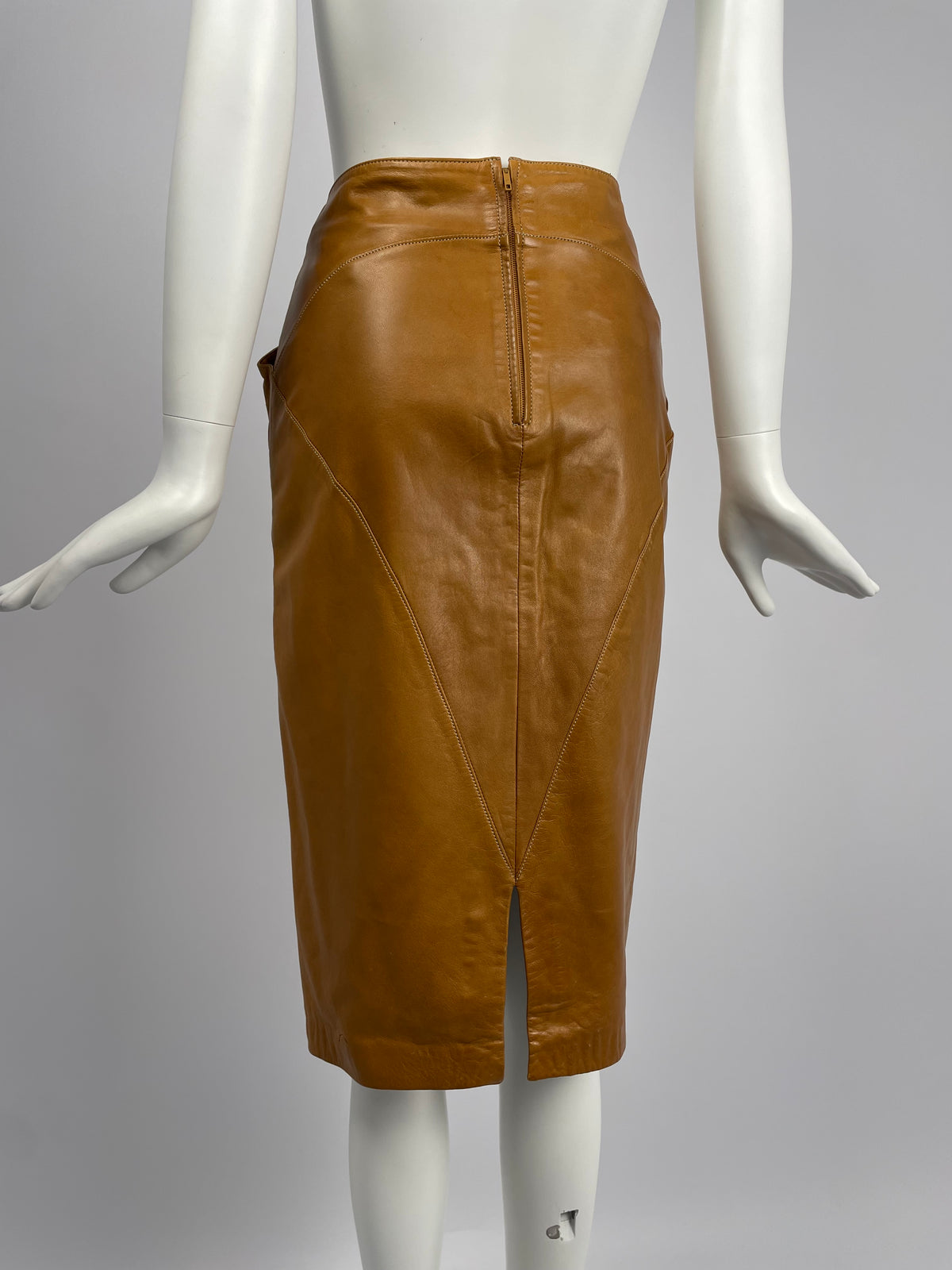 Claude Montana 1980's Ideal Cuirs leather skirt