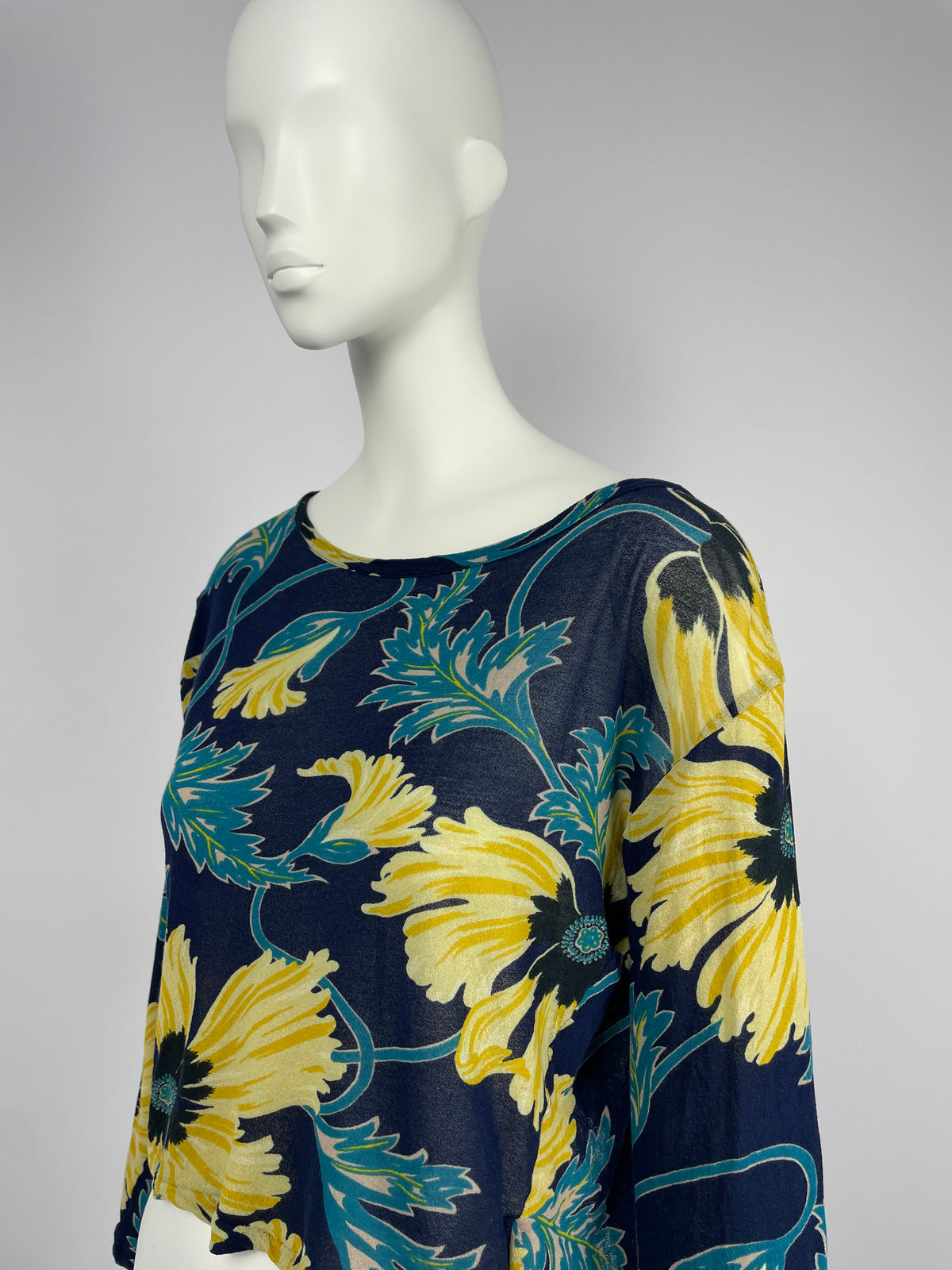 Yohji Yamamoto 2000's Floral print mesh top
