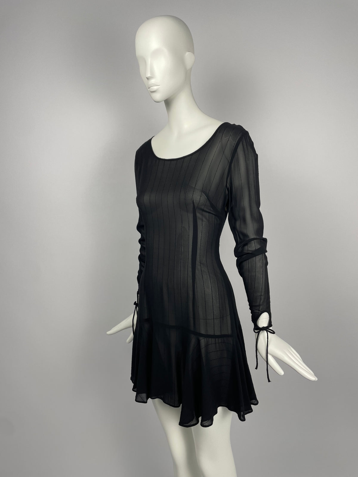 Dolce & Gabbana early 1990's black wide neckline mini dress