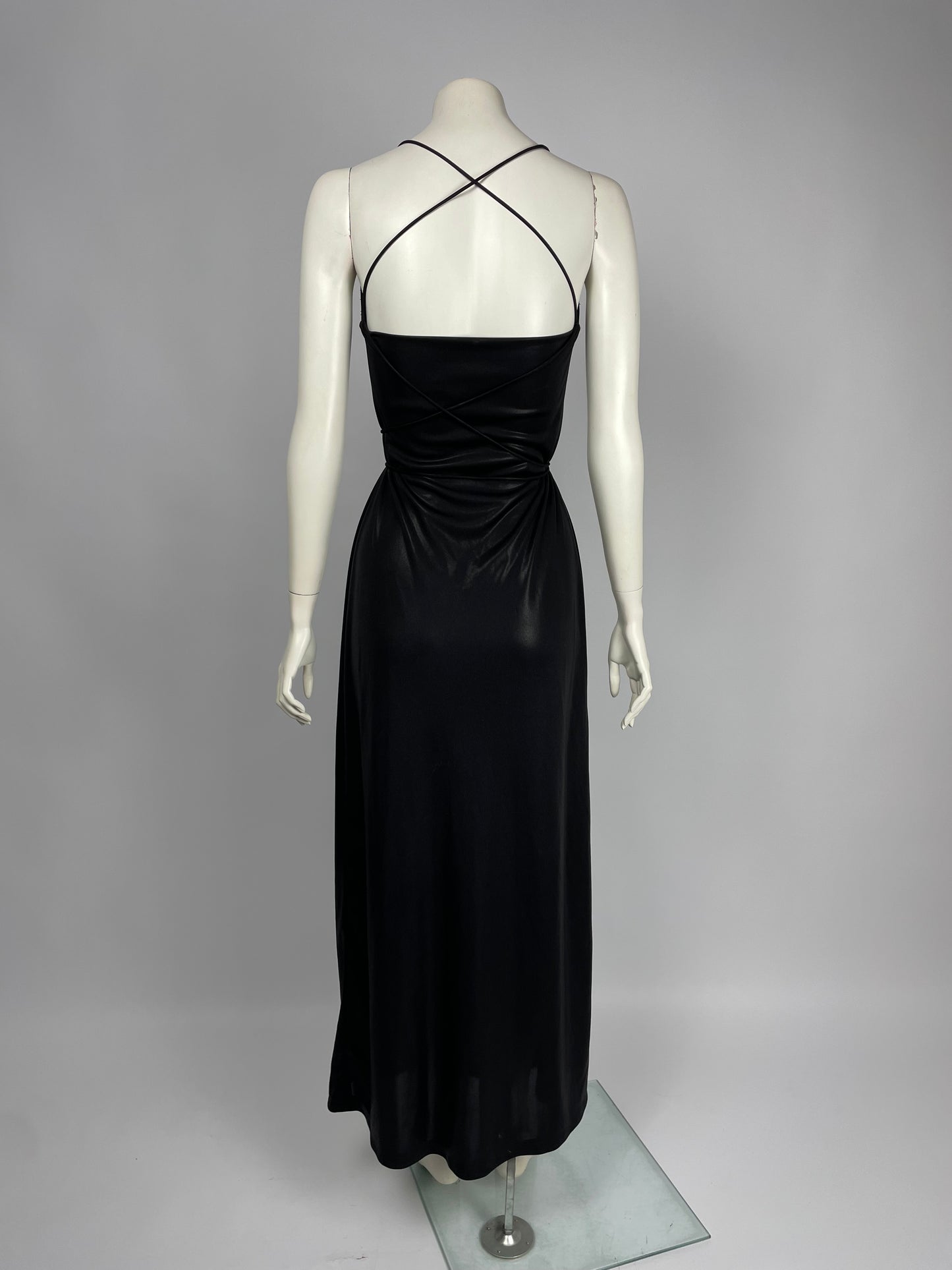 Plein Sud 1990’s Glittery bondage maxi dress