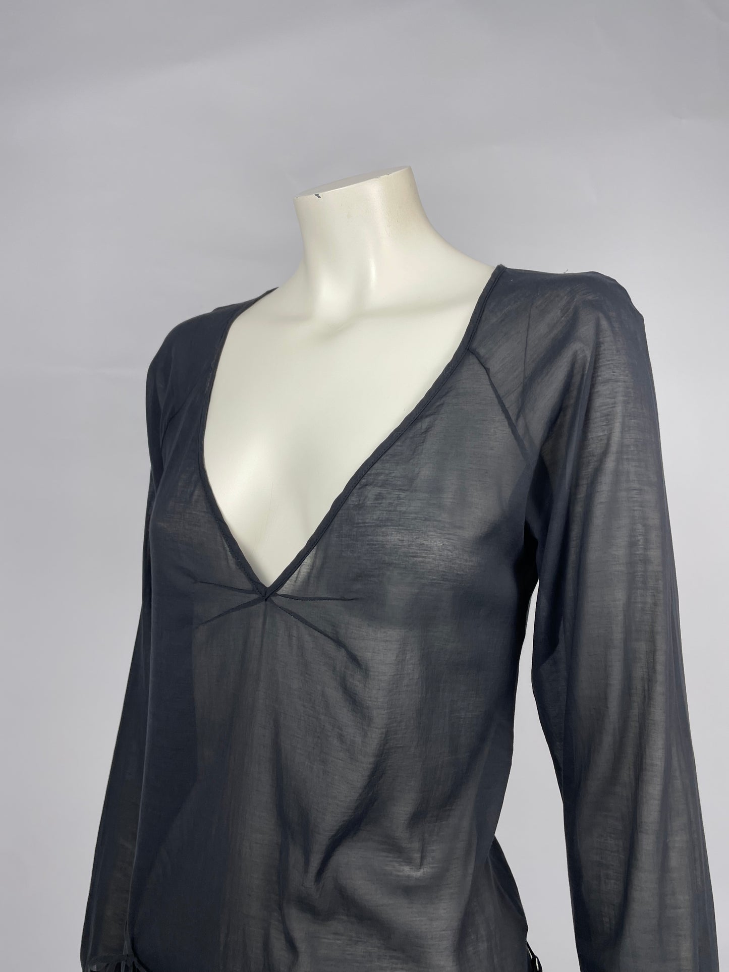 Dior by John Galliano early 2000’s V neck tie blouse
