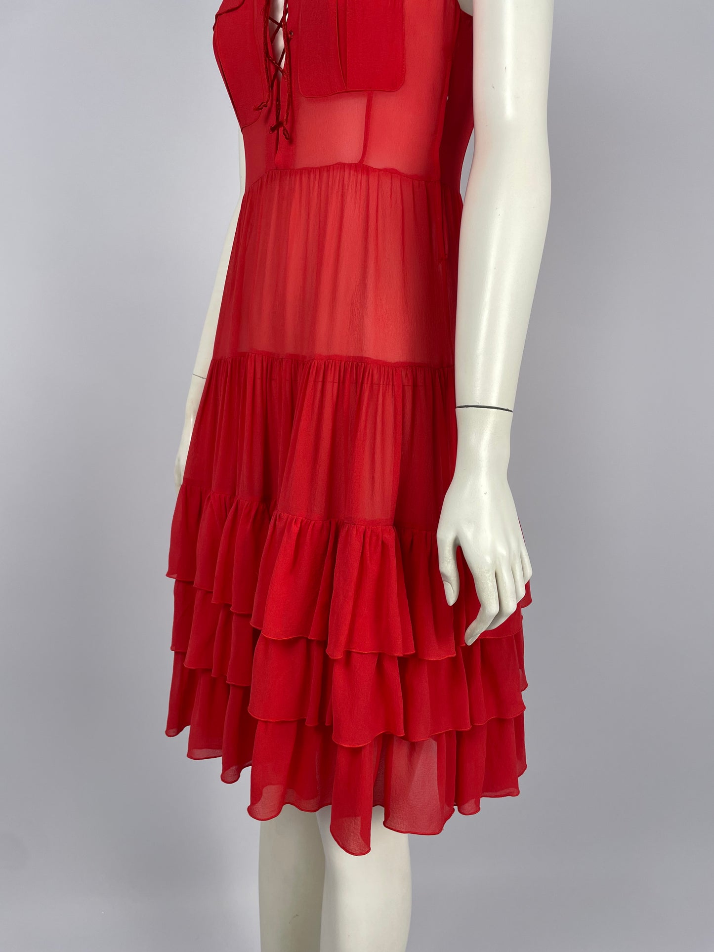 Blumarine 2000’s bondage ruffled dress.