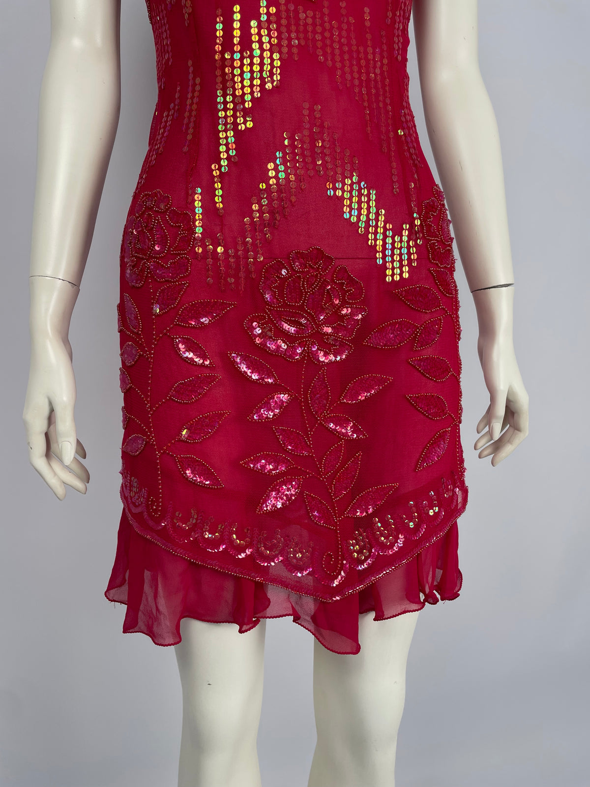 Blumarine 1990’s Red stones and sequins dress.