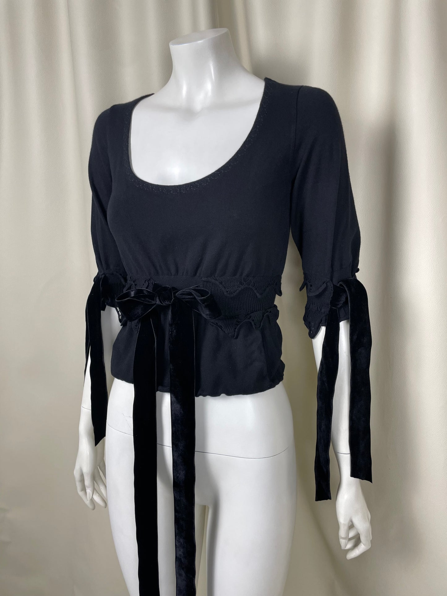 Saint Laurent by Tom Ford F/W 2002 Velour Tie Top (S)