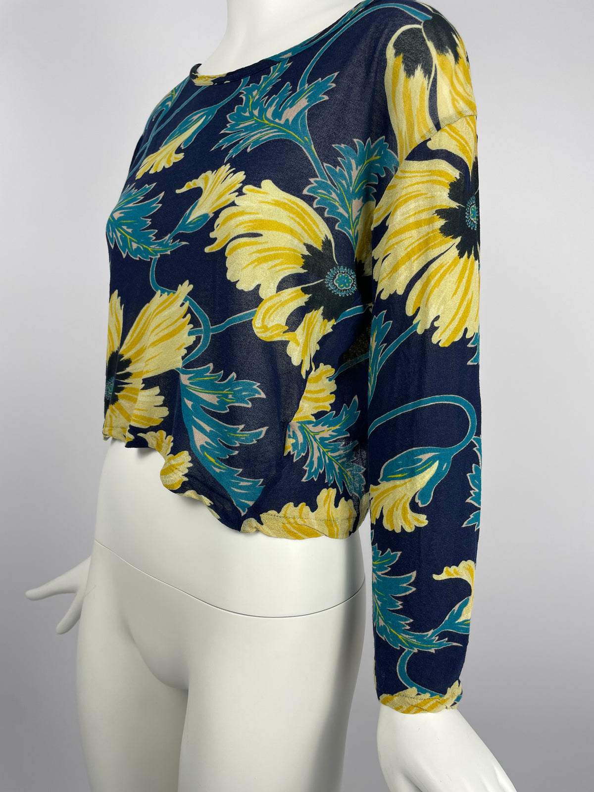 Yohji Yamamoto 2000's Floral print mesh top