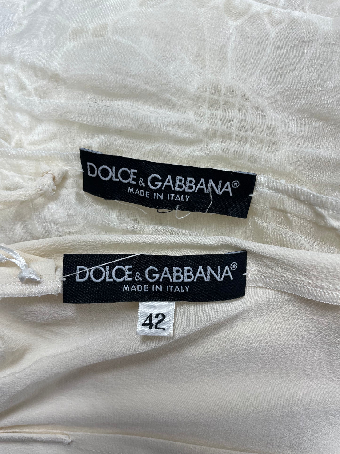 Dolce & Gabbana Cream Jacquard Lace Dress