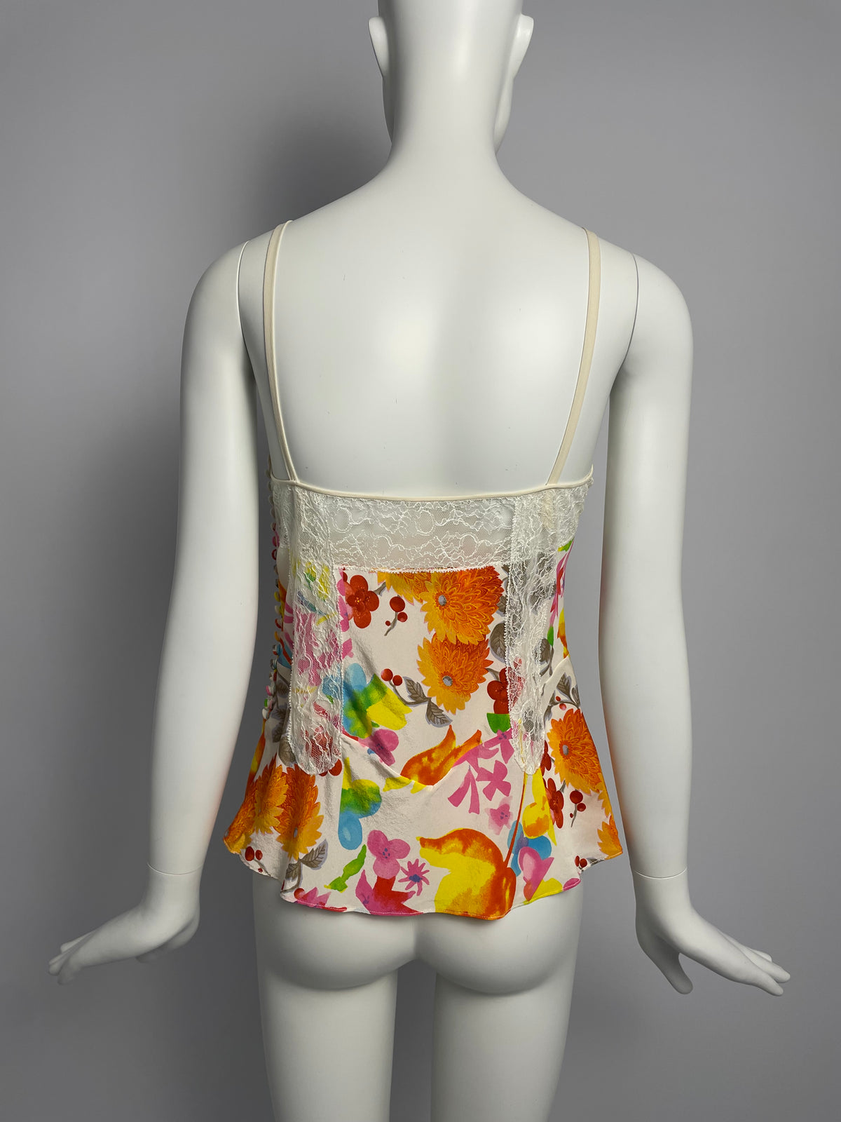 Dior by John Galliano S/S 2006 flower print cut silk top