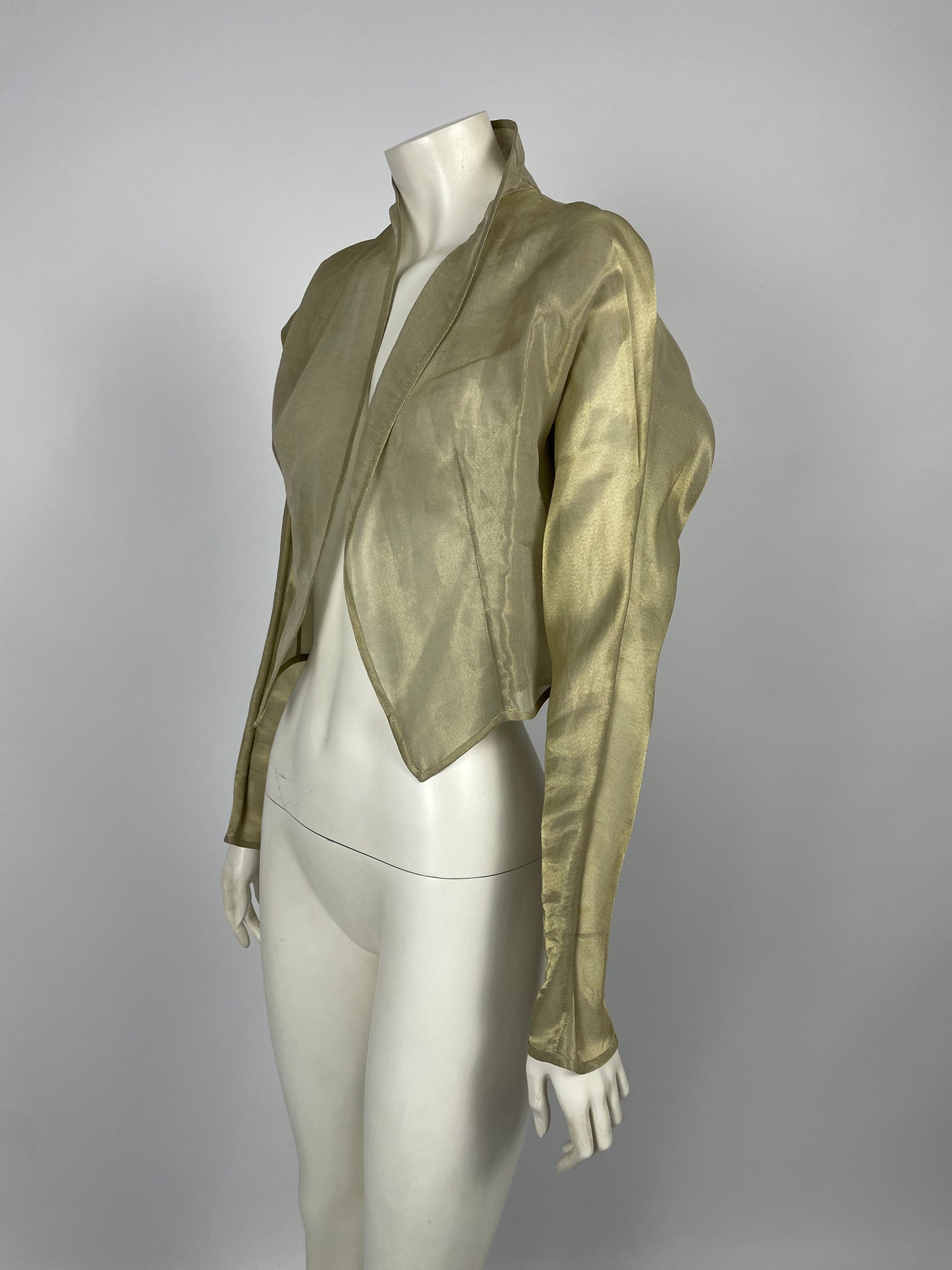 Lanvin 1990’s Silk twisted sleeves asymmetrical blouse