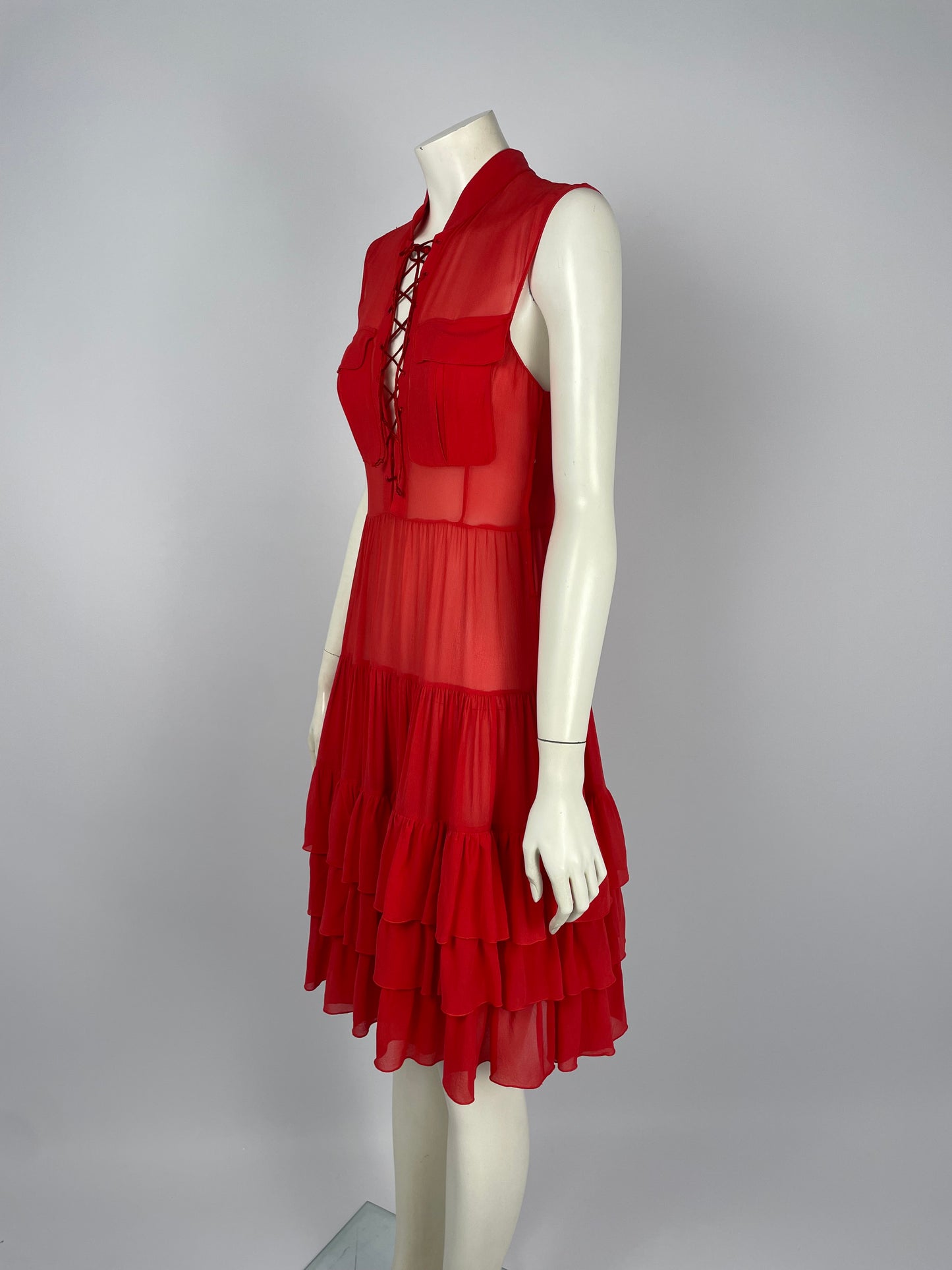 Blumarine 2000’s bondage ruffled dress.
