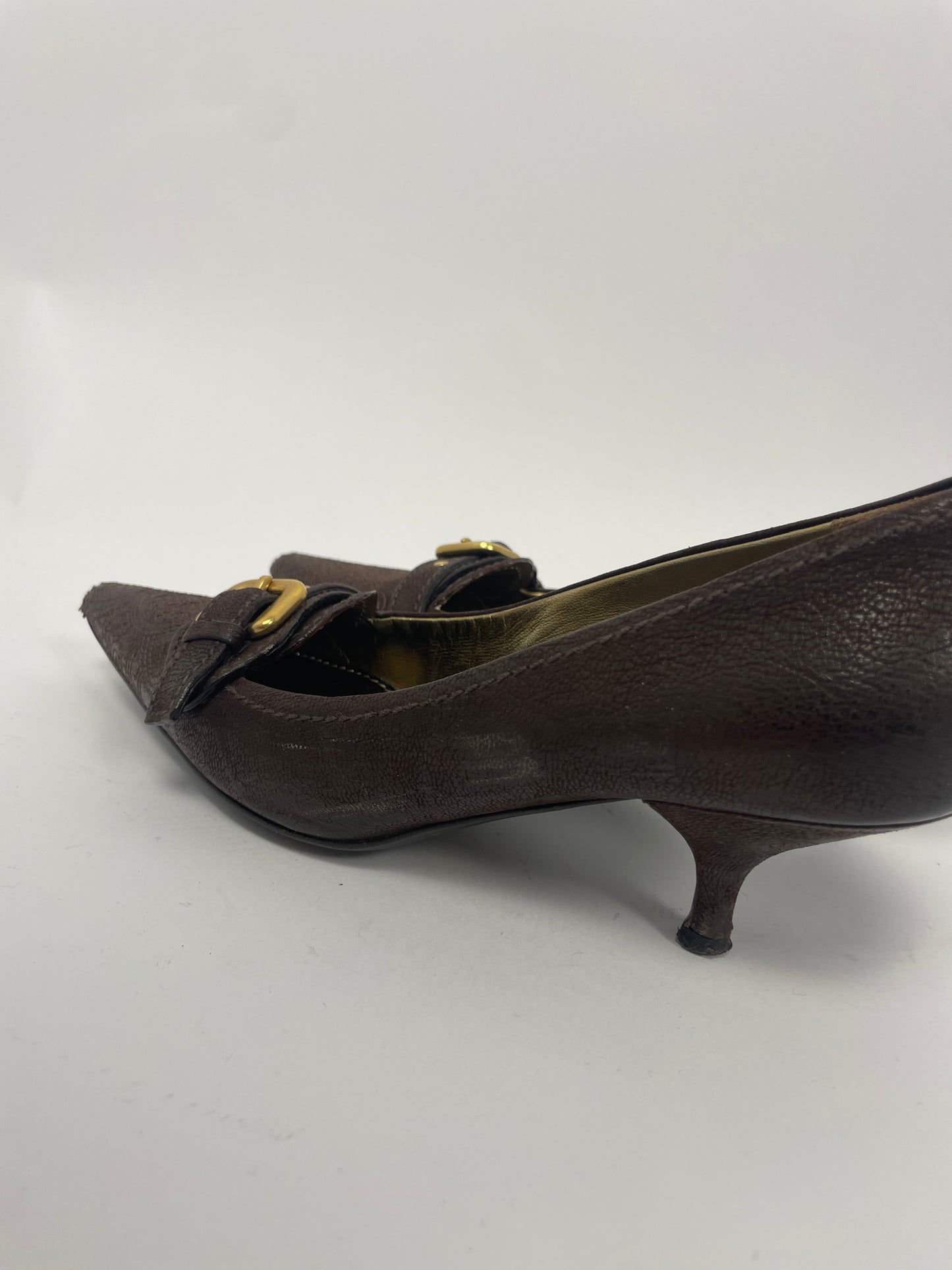 Prada 2000’s Embroidery kitten heels.